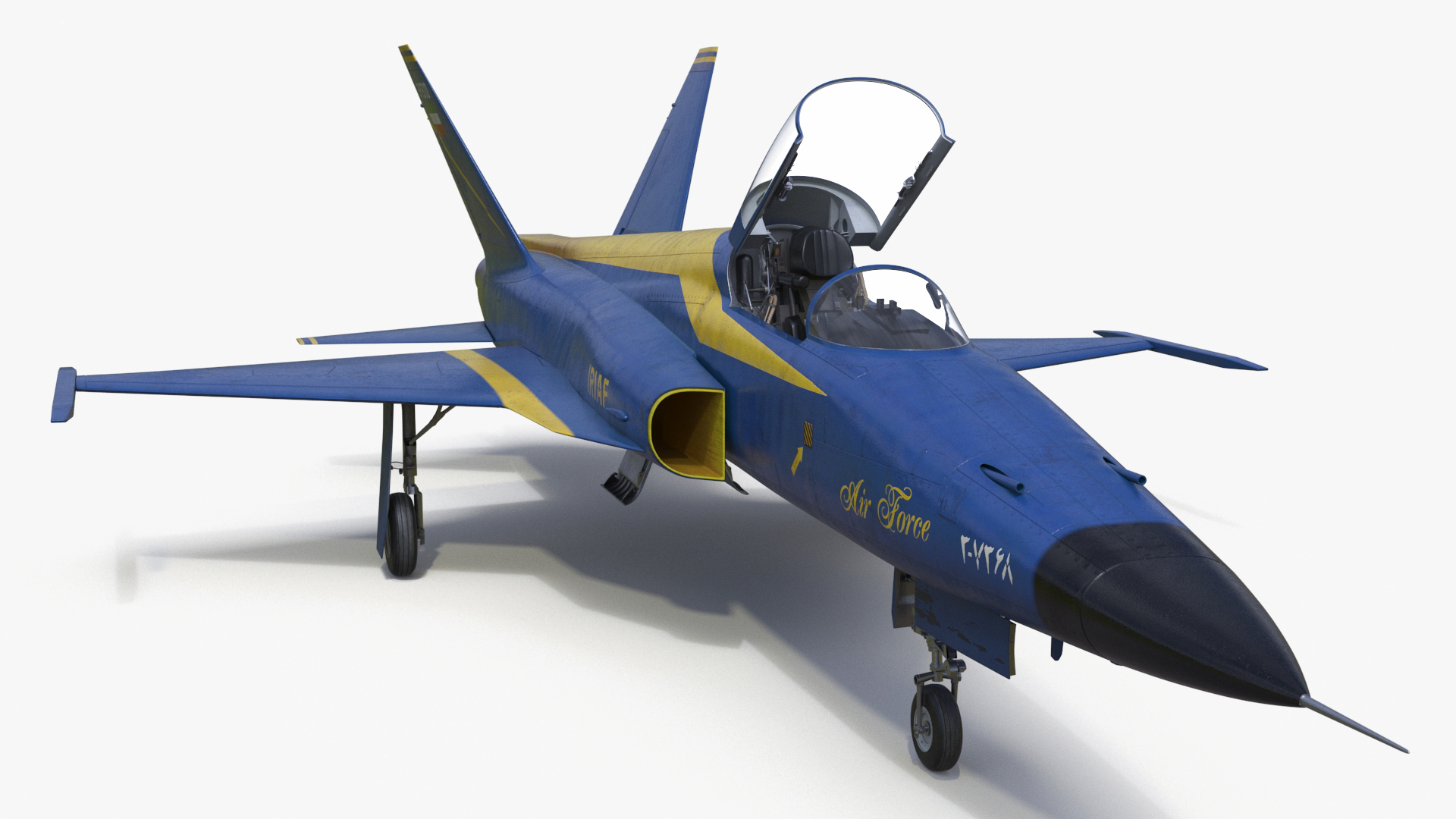 3D model HESA Saeqeh Iranian Aircraft without Rockets Blue Rigged for Cinema 4D