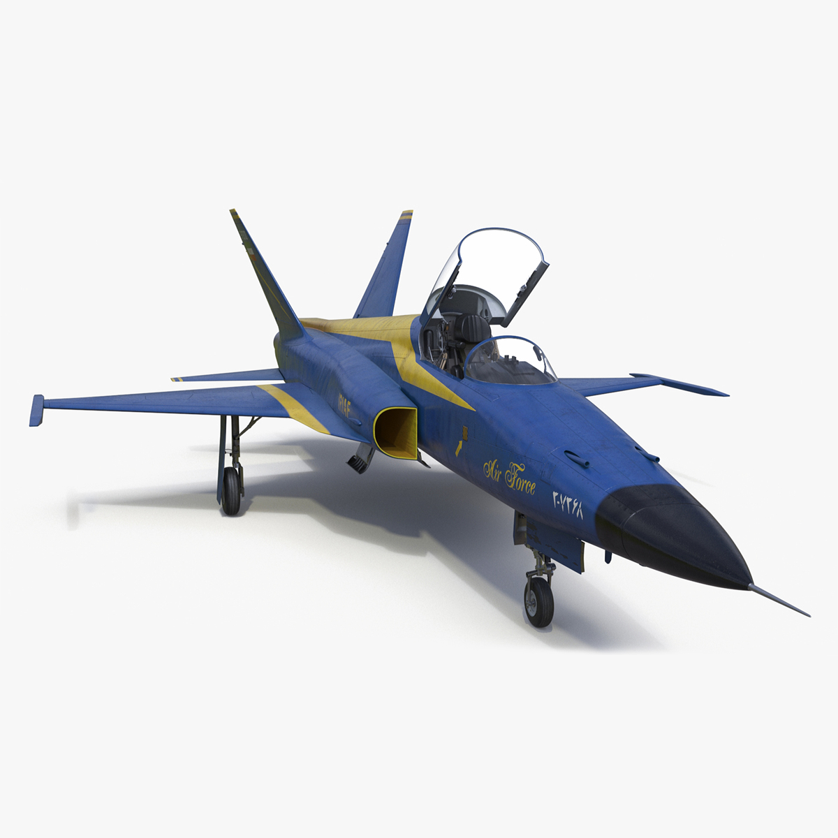 3D model HESA Saeqeh Iranian Aircraft without Rockets Blue Rigged for Cinema 4D