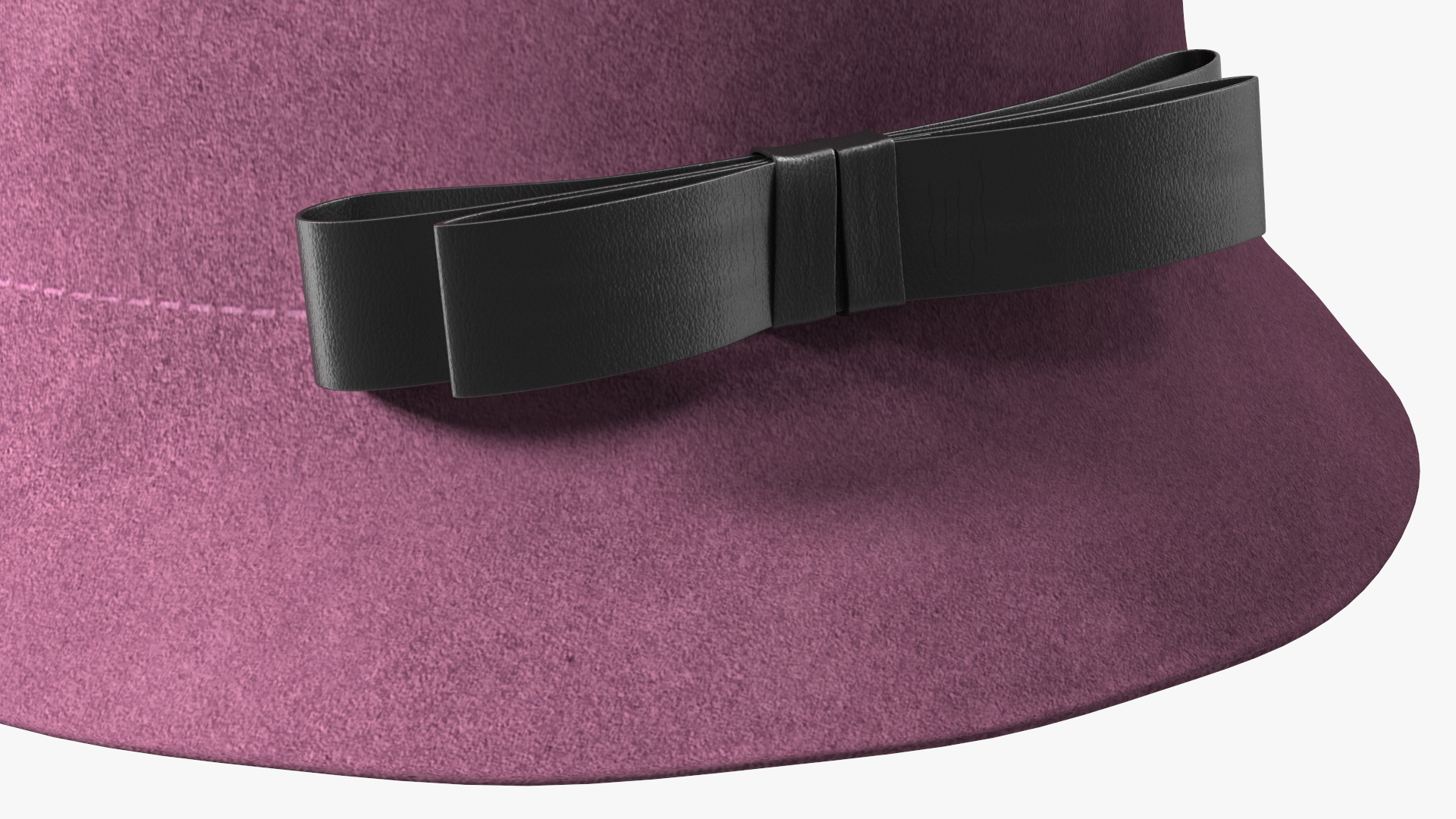3D model Vintage Style Womens Woolen Burgundy Hat with Black Bow