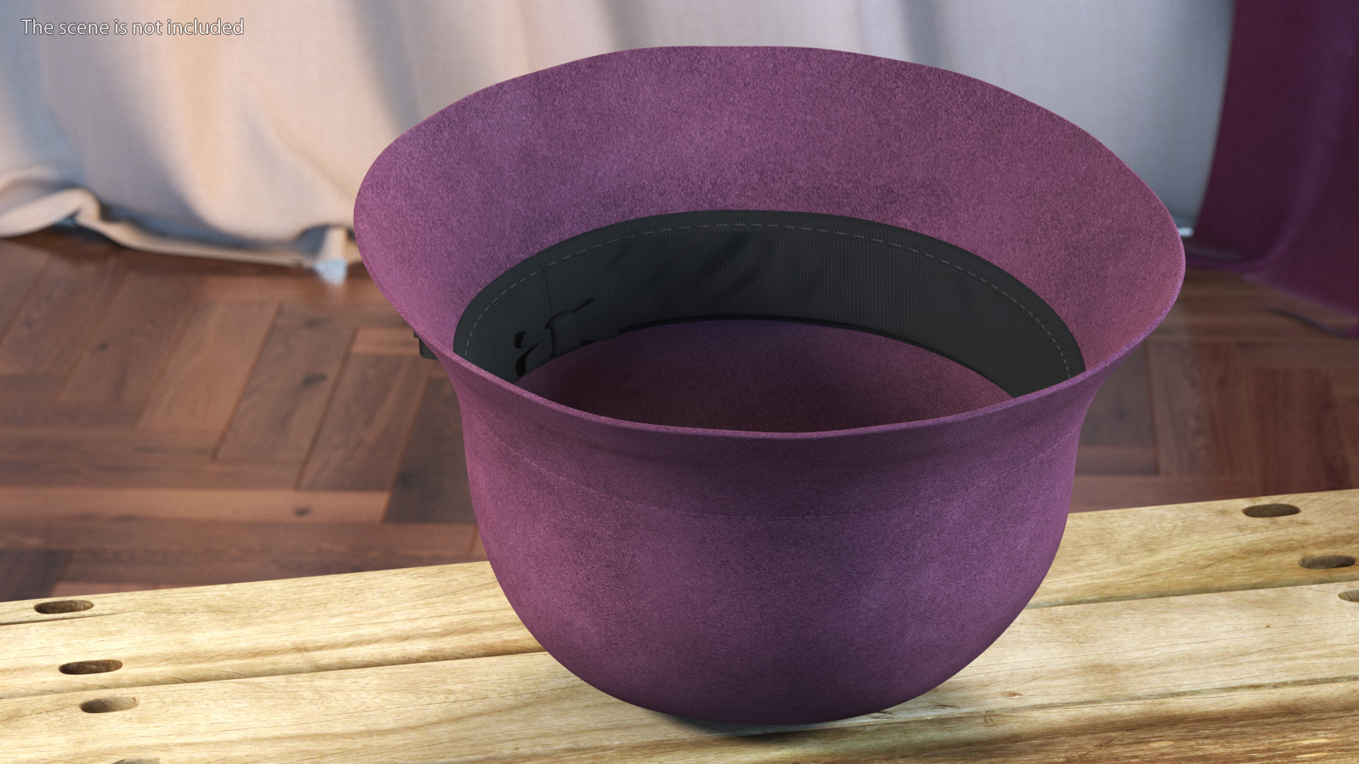 3D model Vintage Style Womens Woolen Burgundy Hat with Black Bow