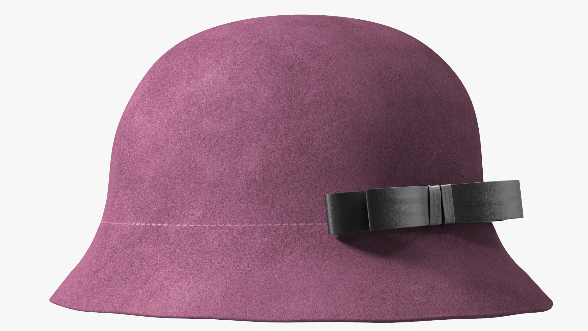 3D model Vintage Style Womens Woolen Burgundy Hat with Black Bow