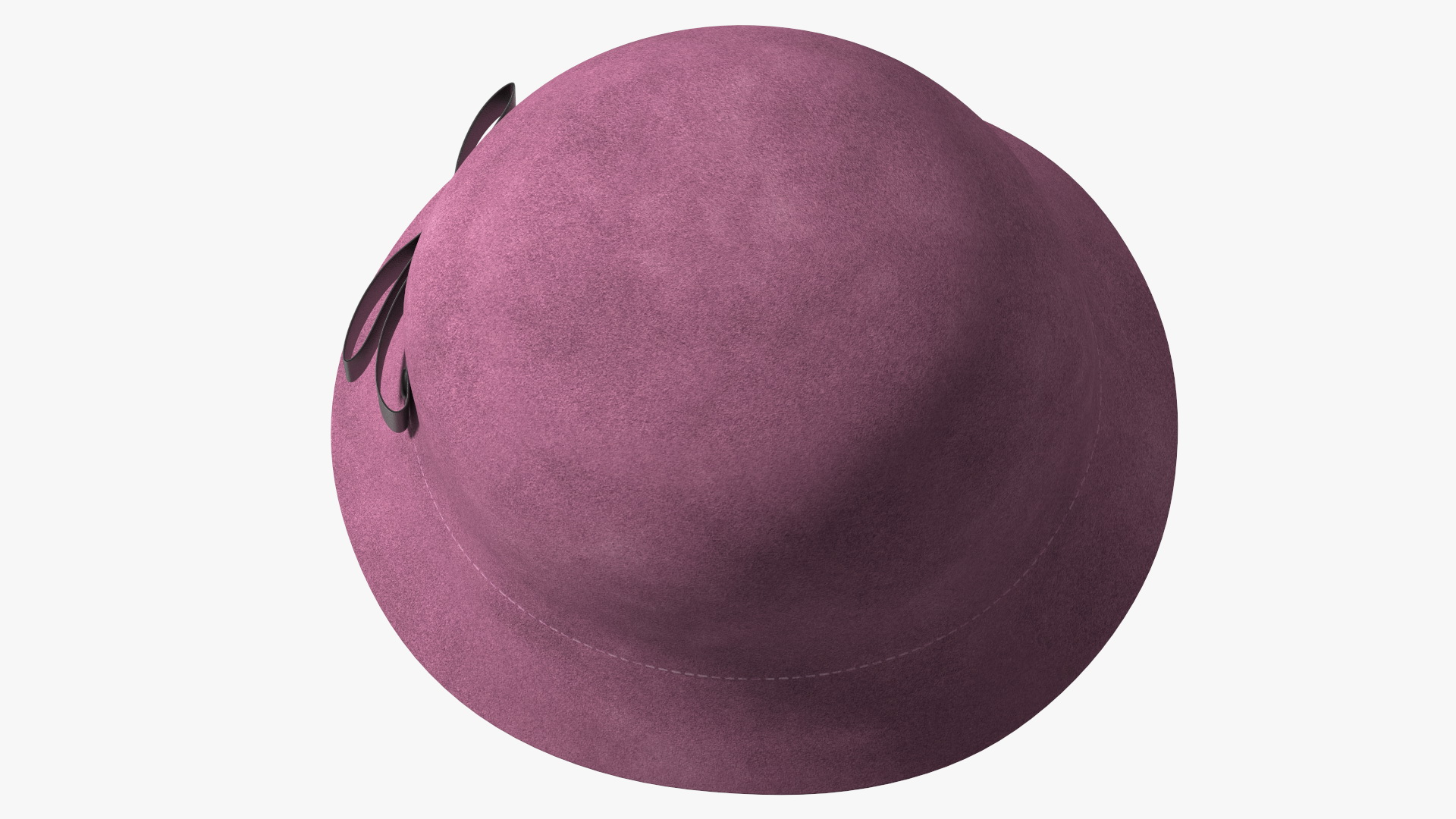 3D model Vintage Style Womens Woolen Burgundy Hat with Black Bow