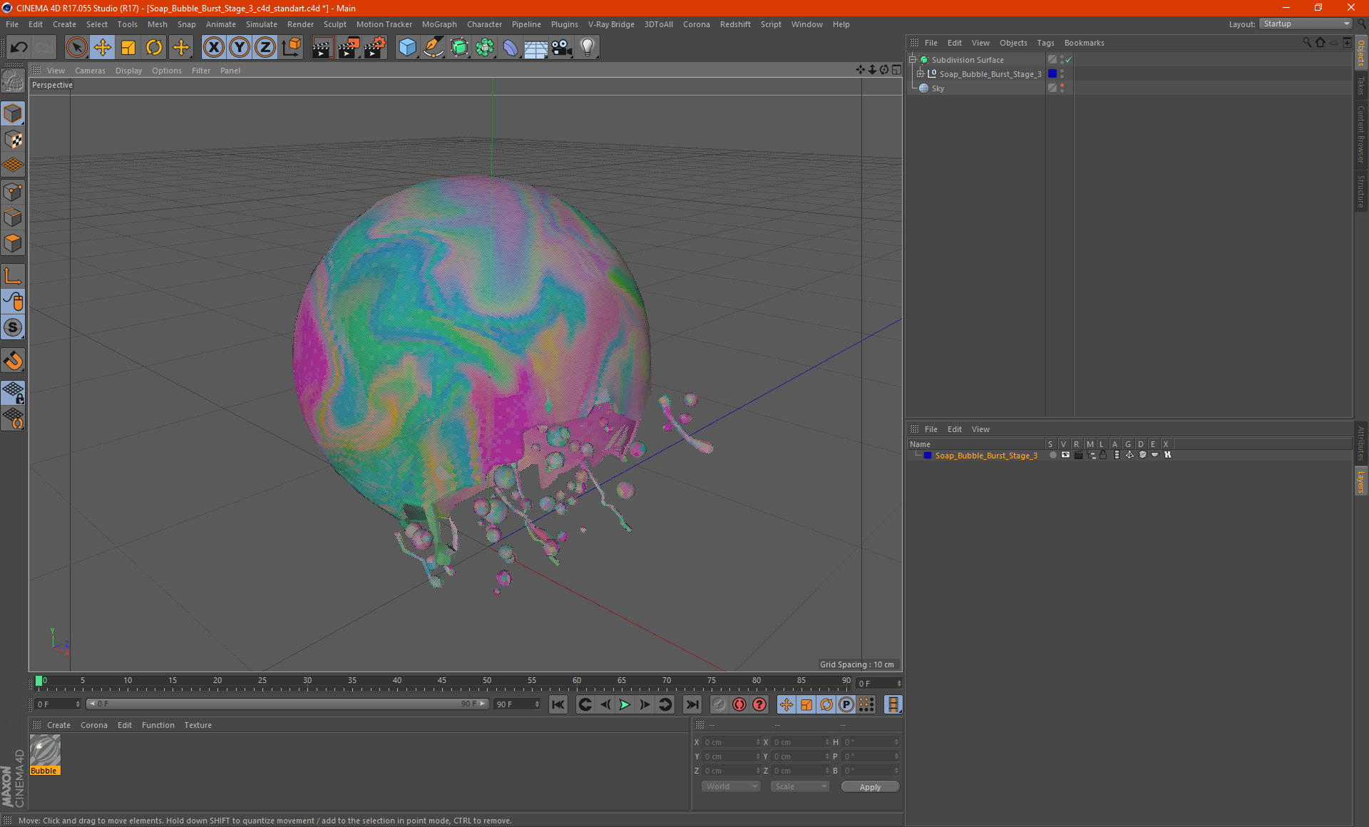 3D model Soap Bubble Burst Stage 3