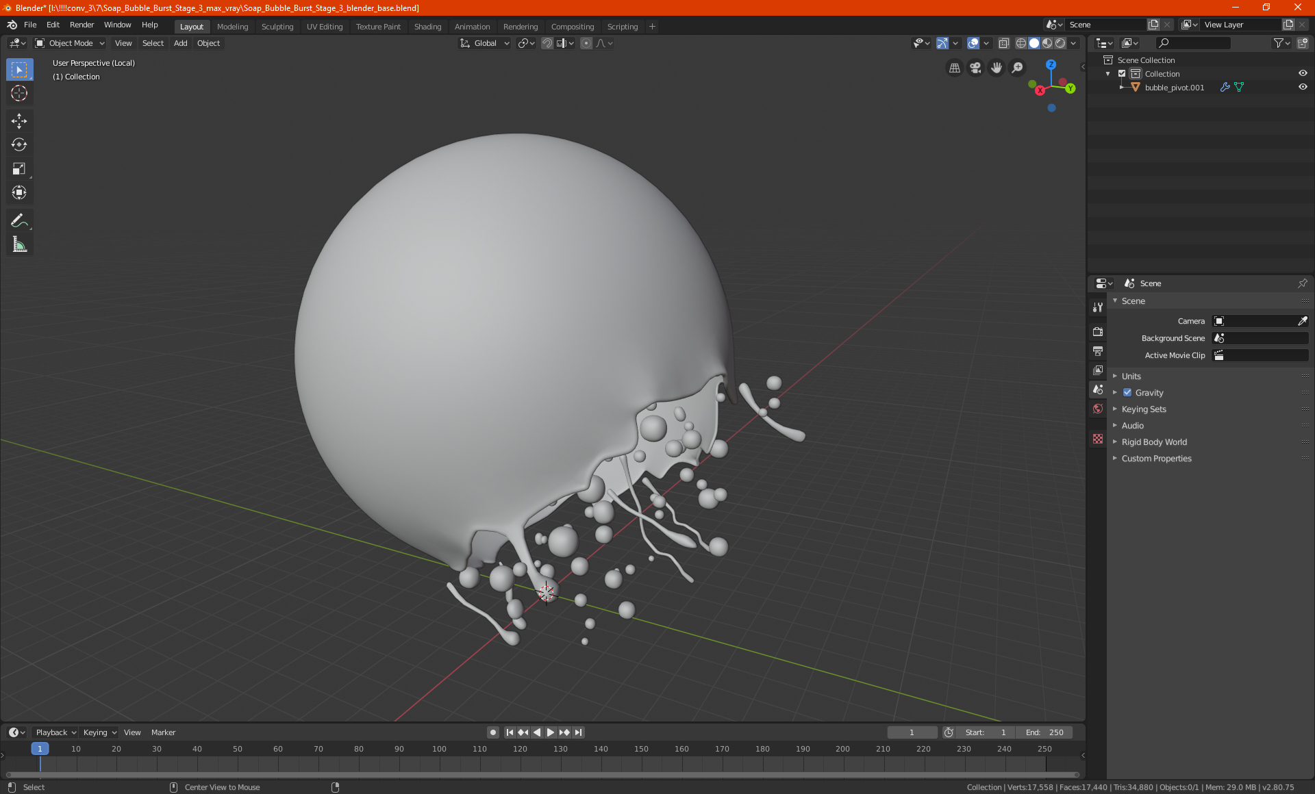 3D model Soap Bubble Burst Stage 3