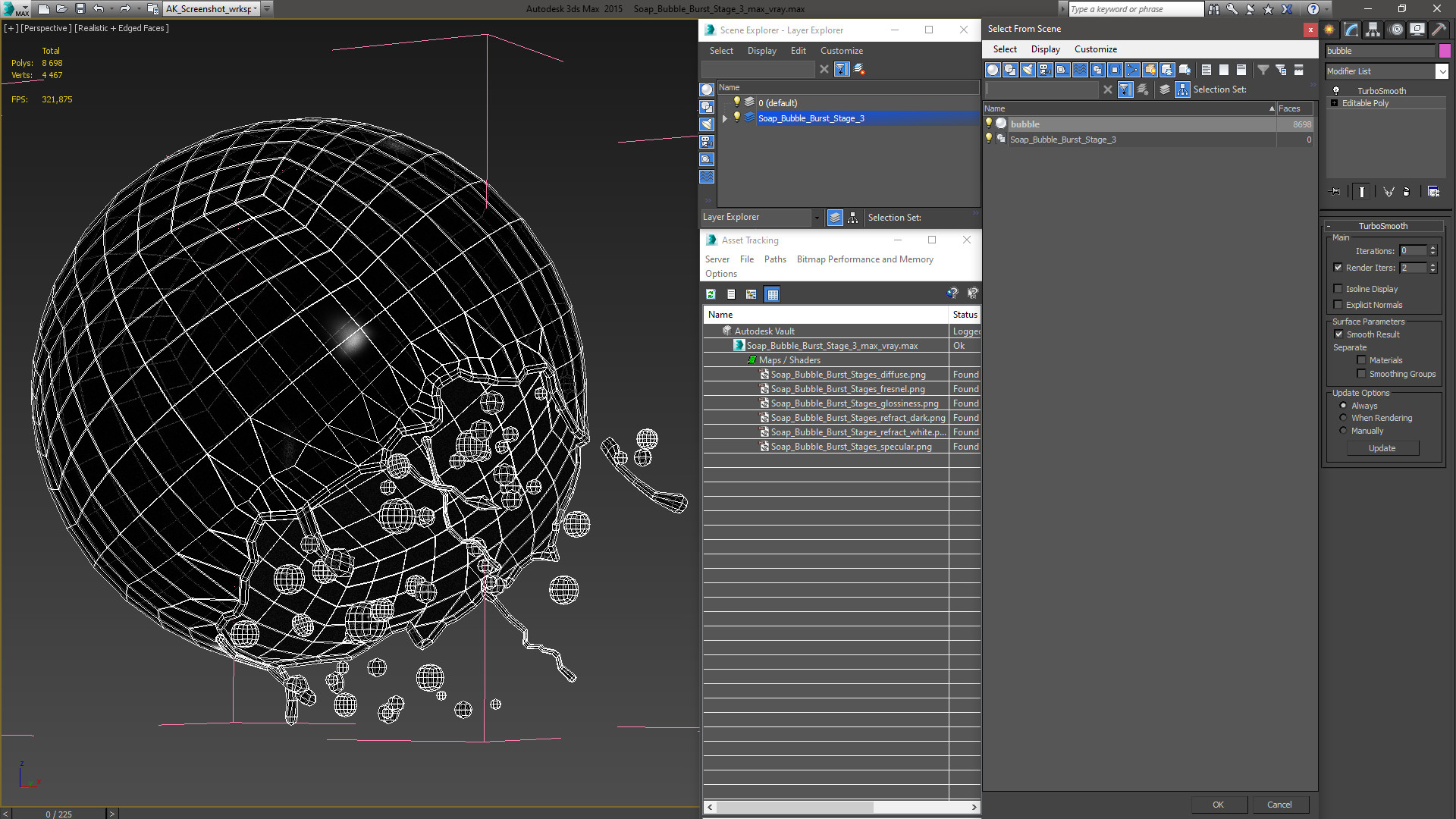 3D model Soap Bubble Burst Stage 3