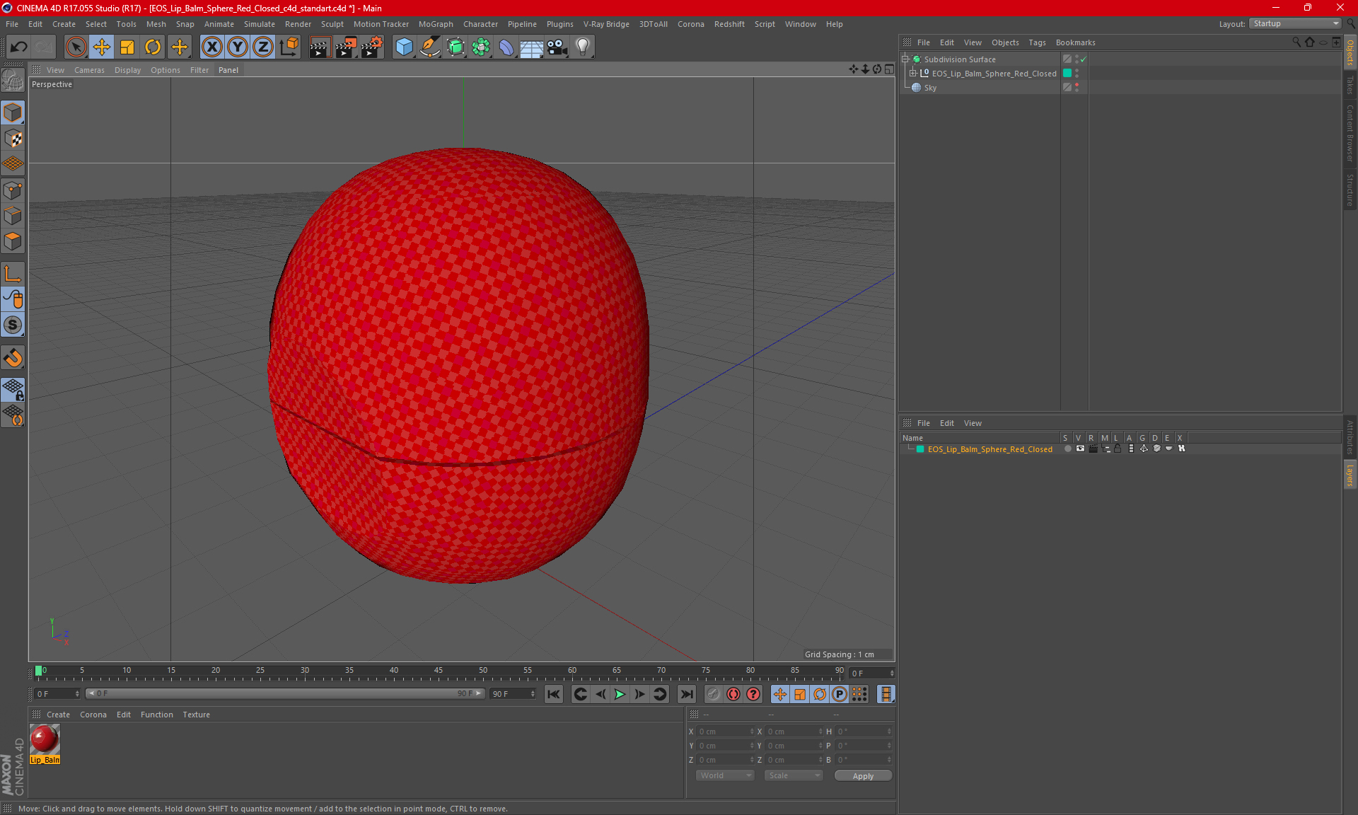 3D model EOS Lip Balm Sphere Red Closed