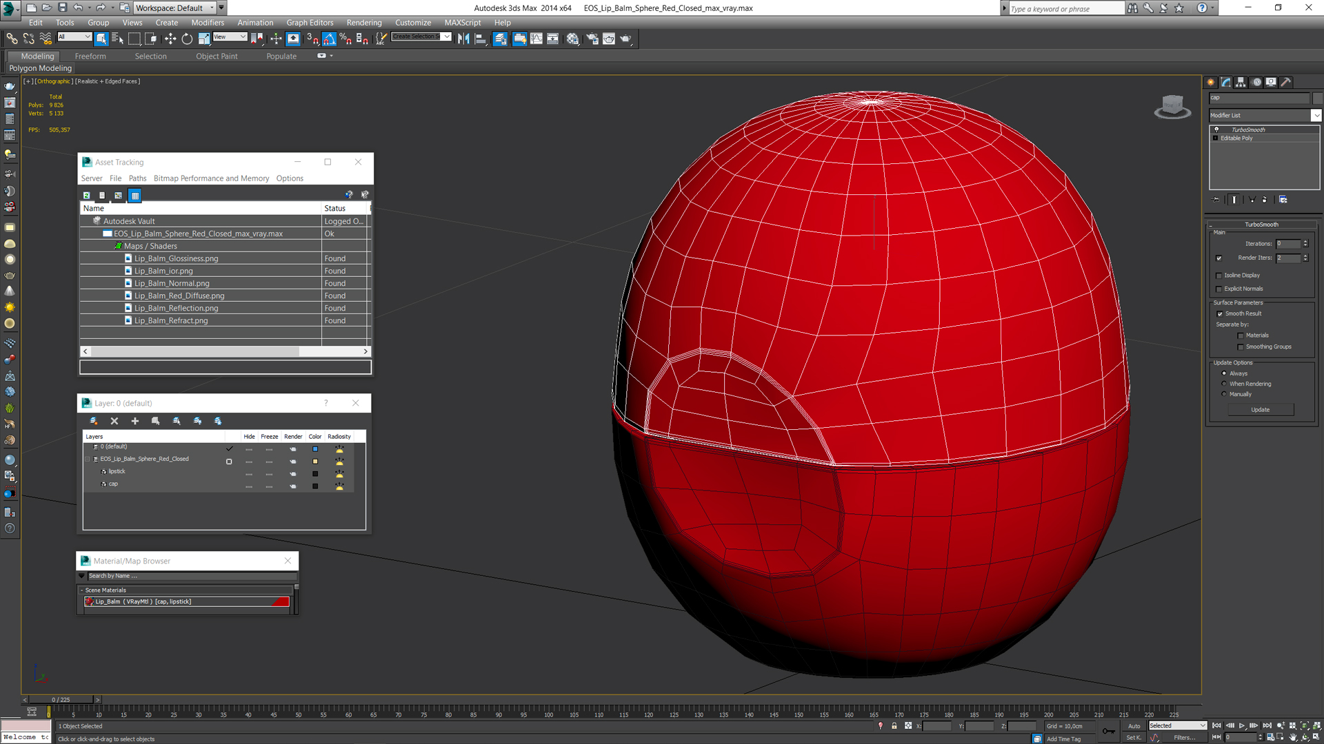 3D model EOS Lip Balm Sphere Red Closed