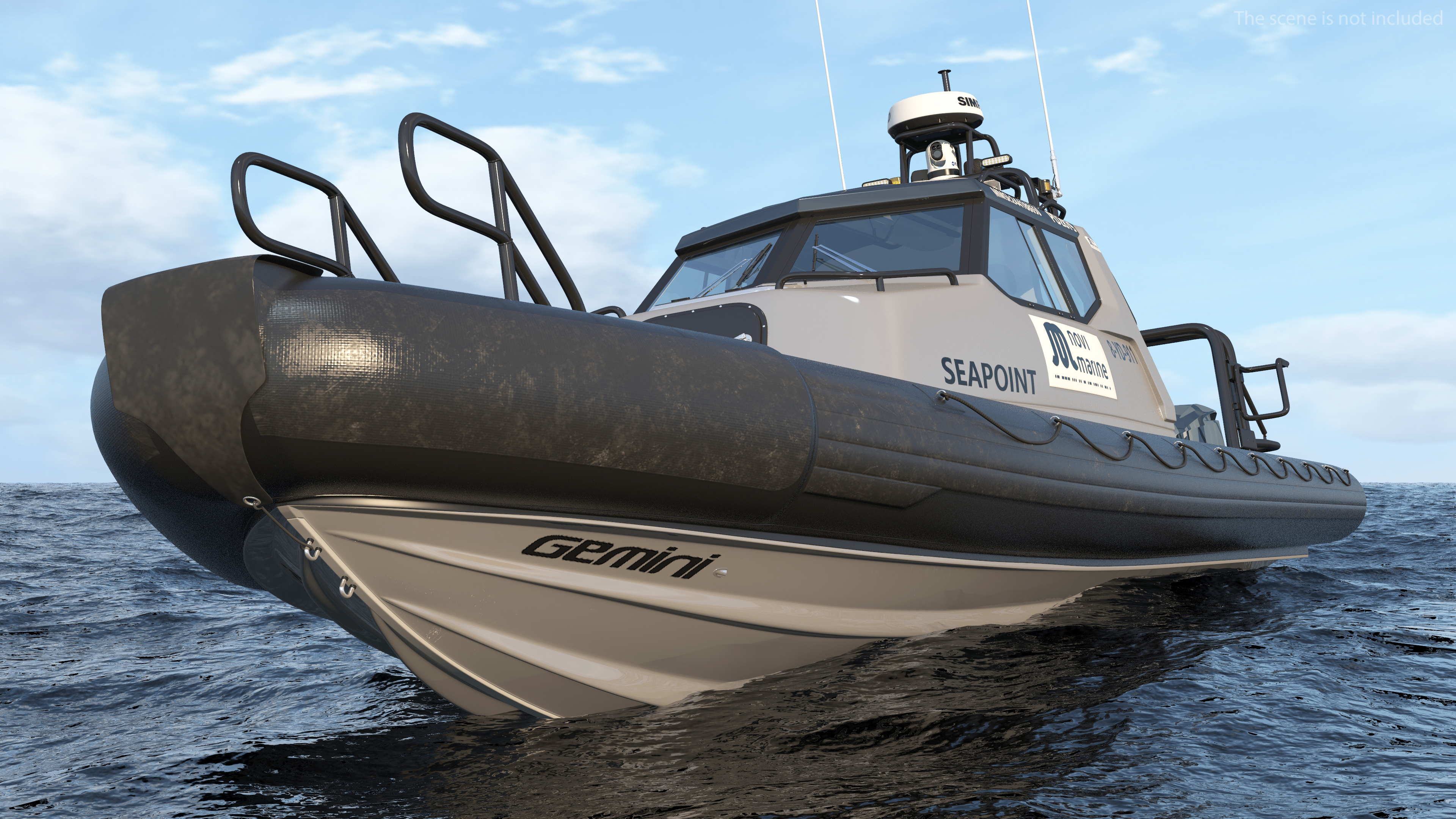 3D Boat Grey Waverider 1060 GRP Cabin Rigged