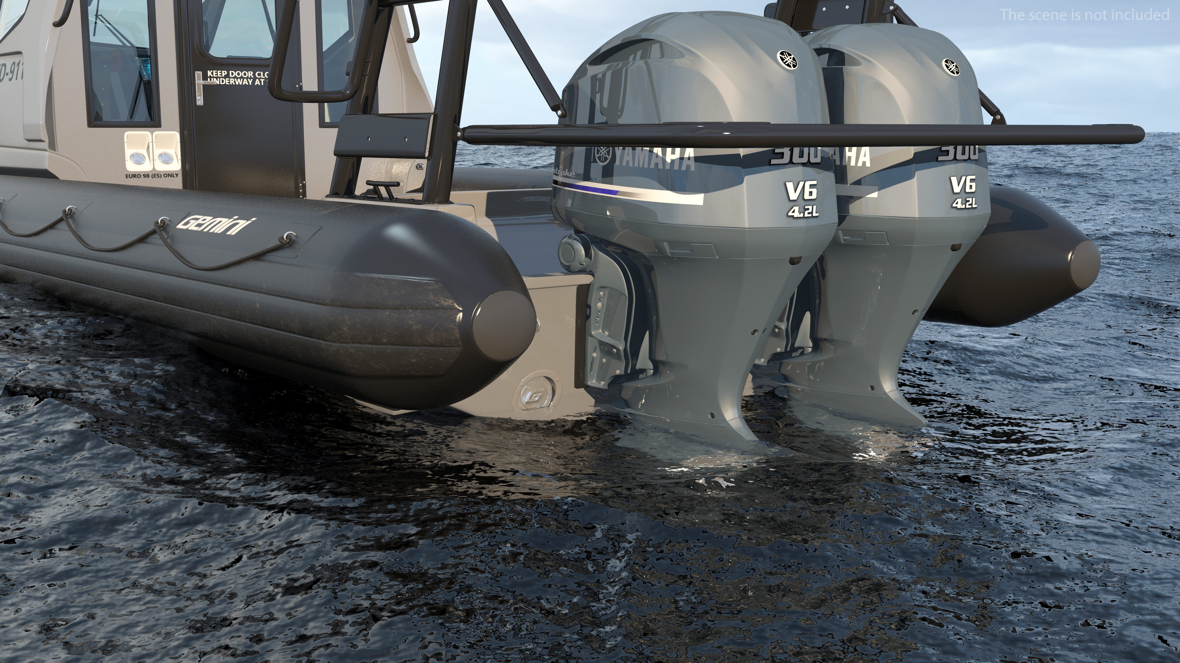 3D Boat Grey Waverider 1060 GRP Cabin Rigged