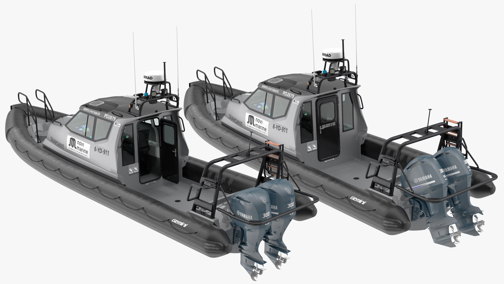 3D Boat Grey Waverider 1060 GRP Cabin Rigged