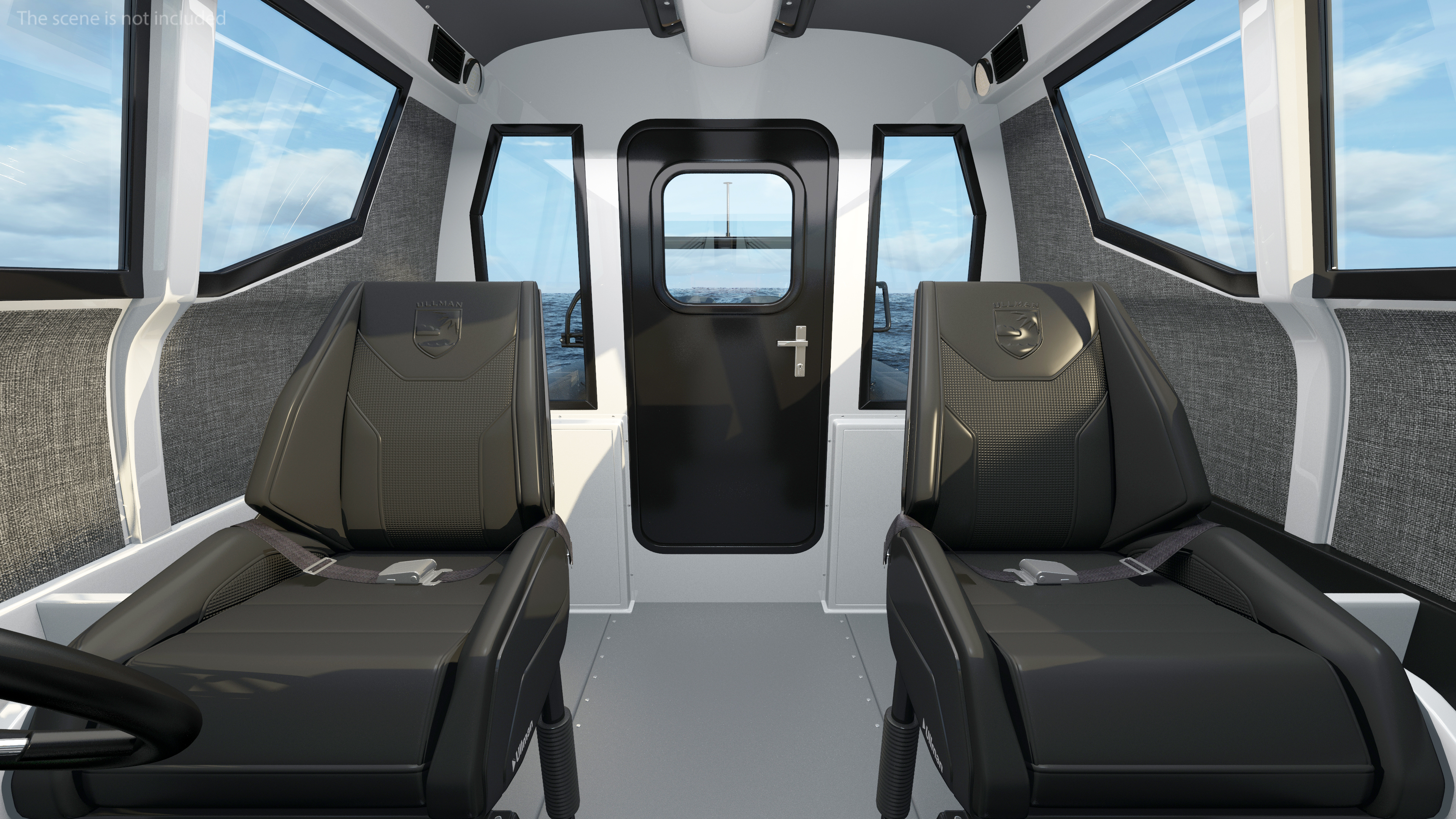 3D Boat Grey Waverider 1060 GRP Cabin Rigged
