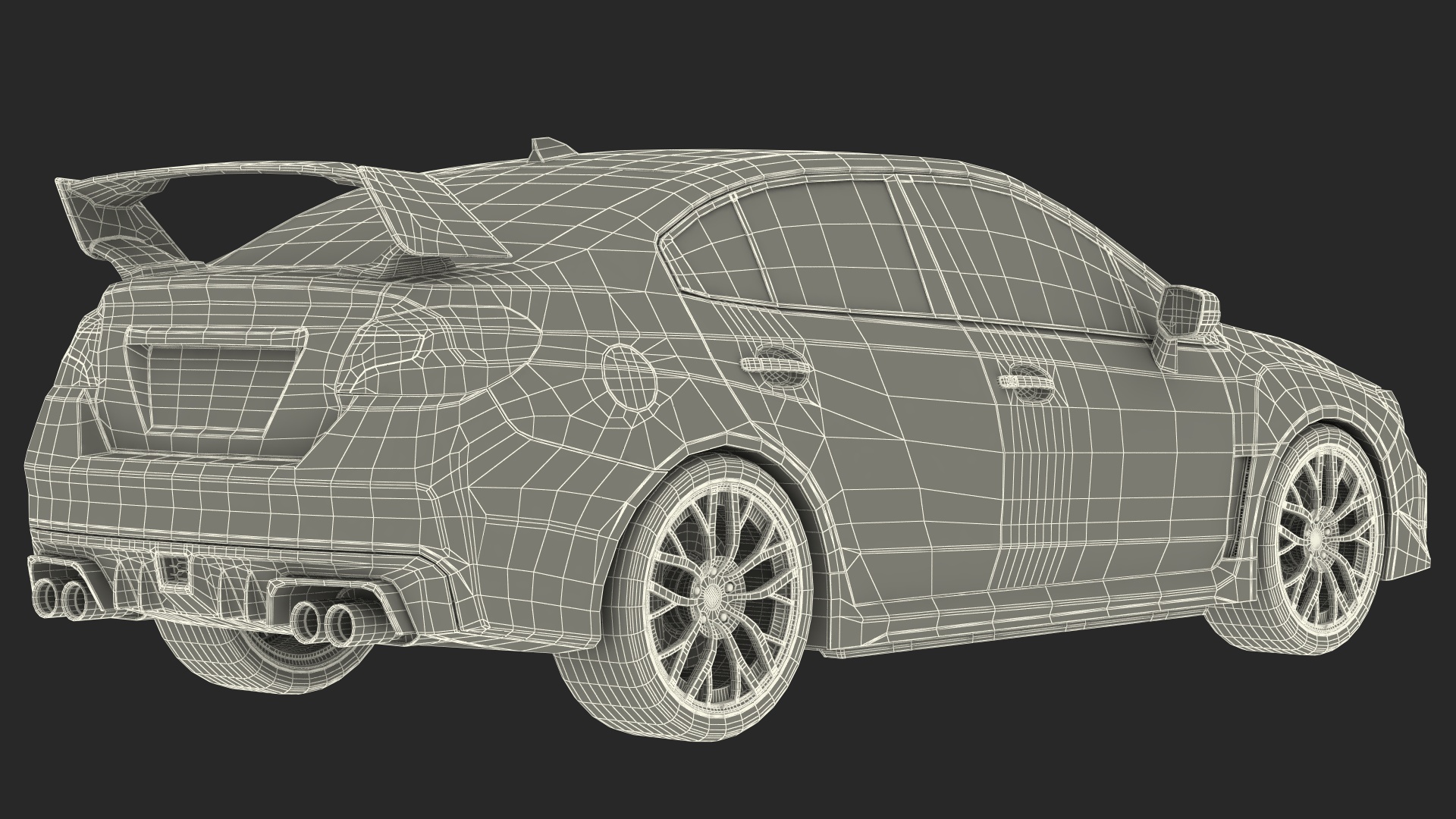 Luxury Sport Sedan White 3D model