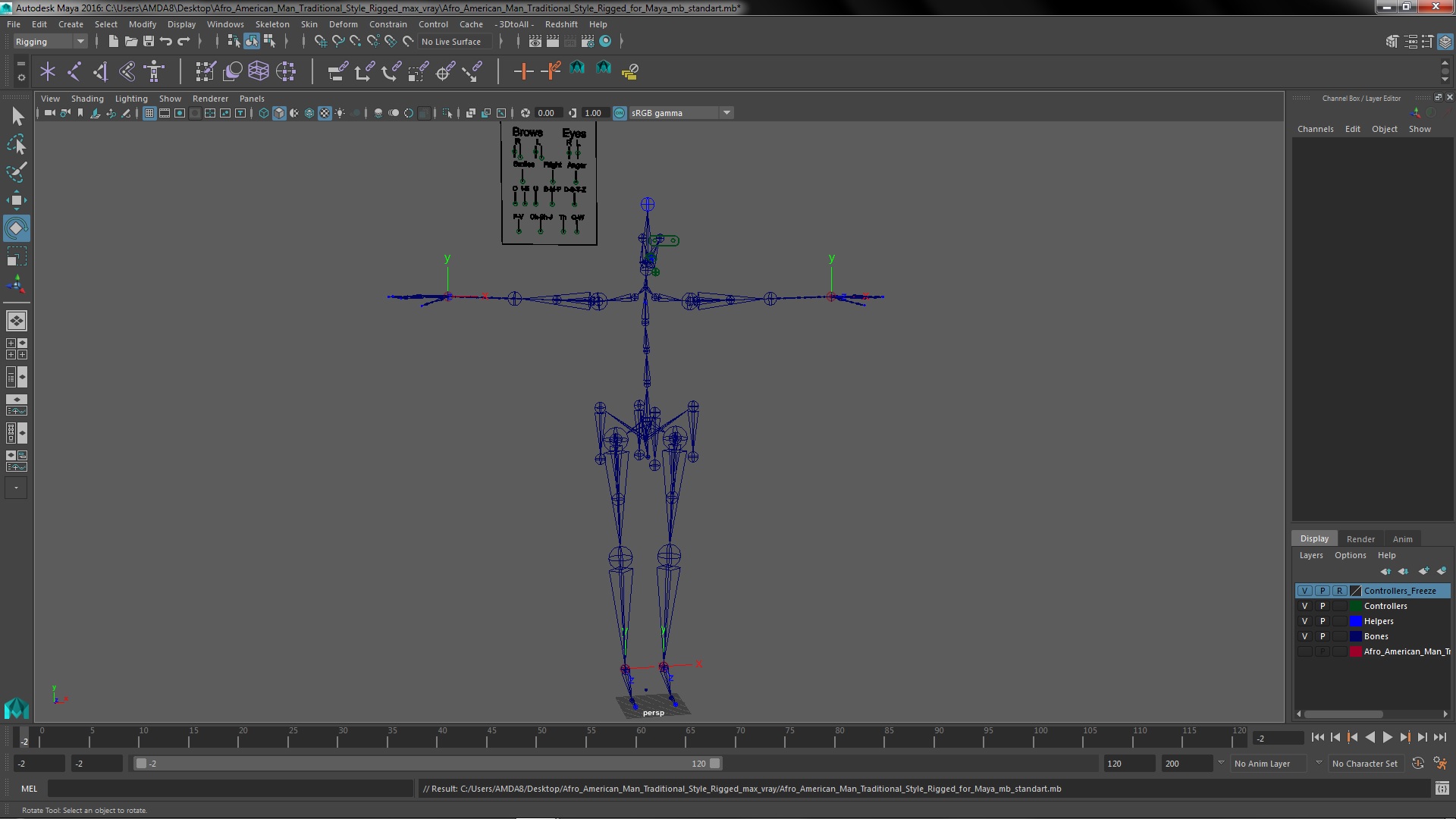 3D Afro American Man Traditional Style Rigged for Maya