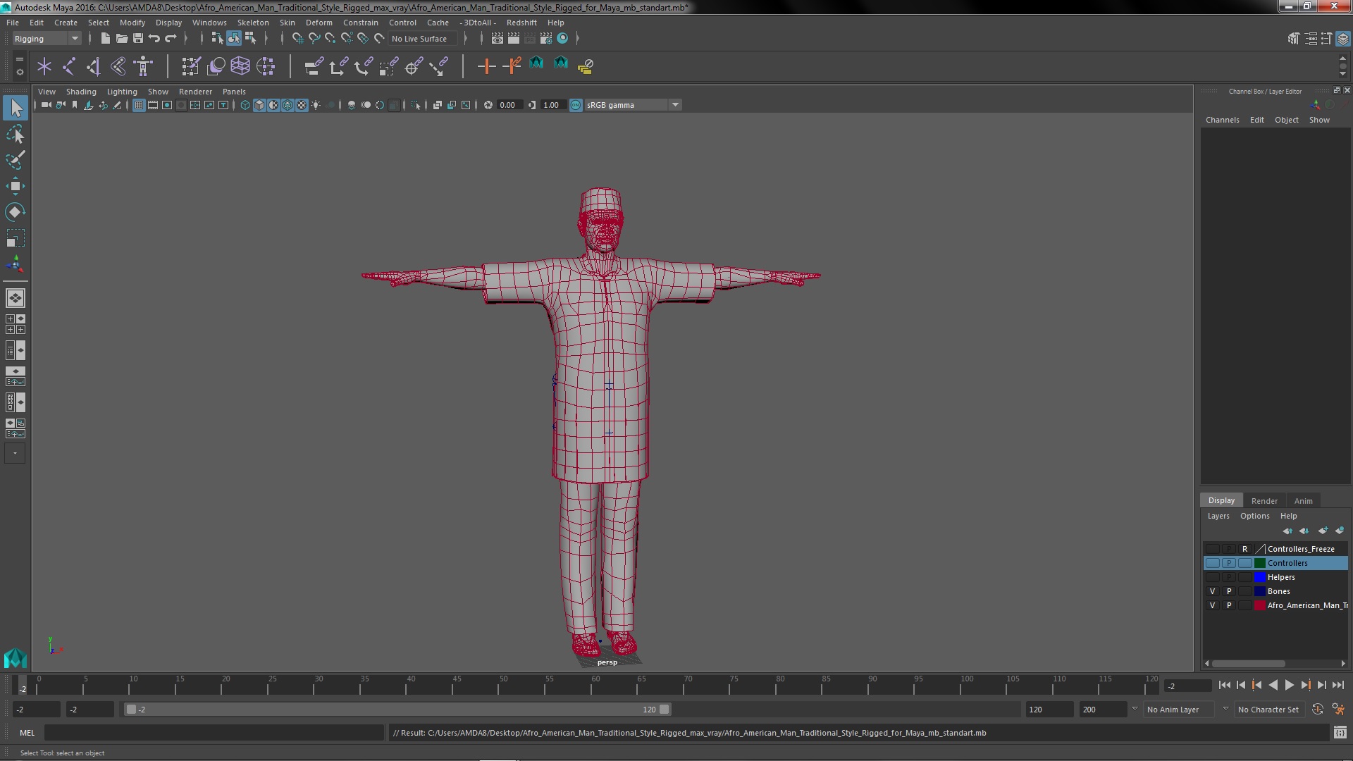 3D Afro American Man Traditional Style Rigged for Maya