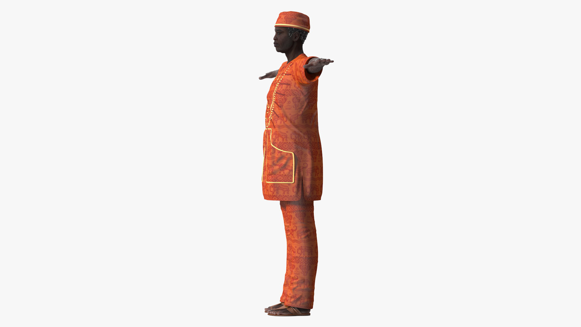 3D Afro American Man Traditional Style Rigged for Maya