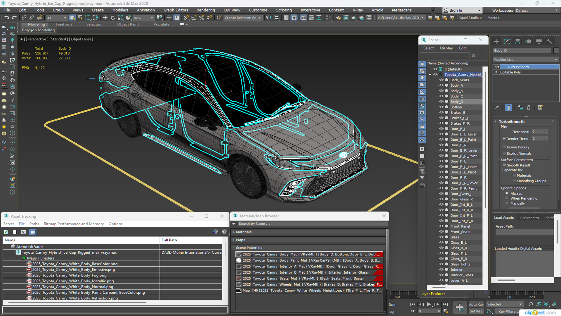 Toyota Camry Hybrid Ice Cap Rigged 3D model