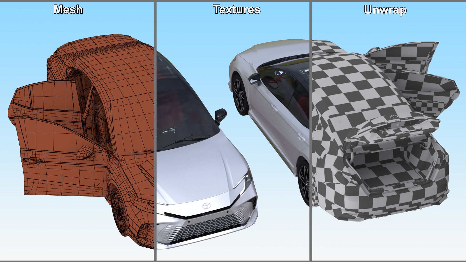 Toyota Camry Hybrid Ice Cap Rigged 3D model
