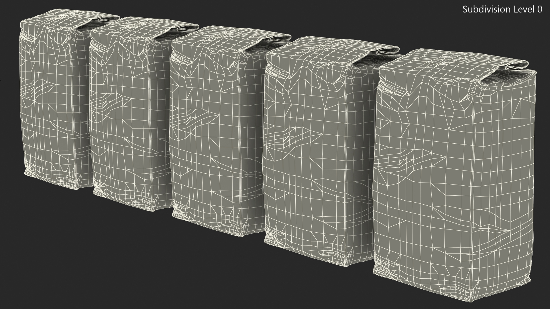 Wheat Flour Paper Bag 2lb Set 3D model