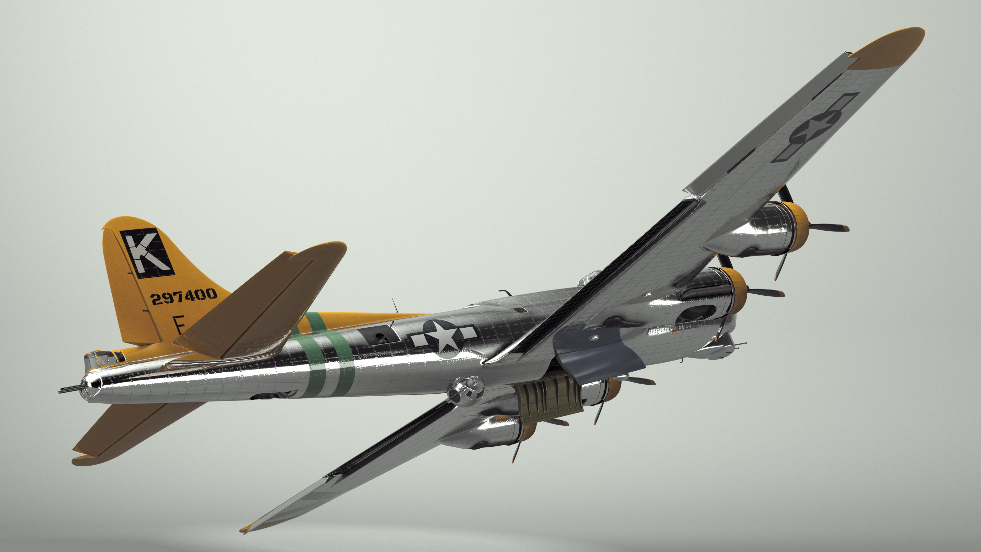 Military Bomber B-17 Rigged 3D