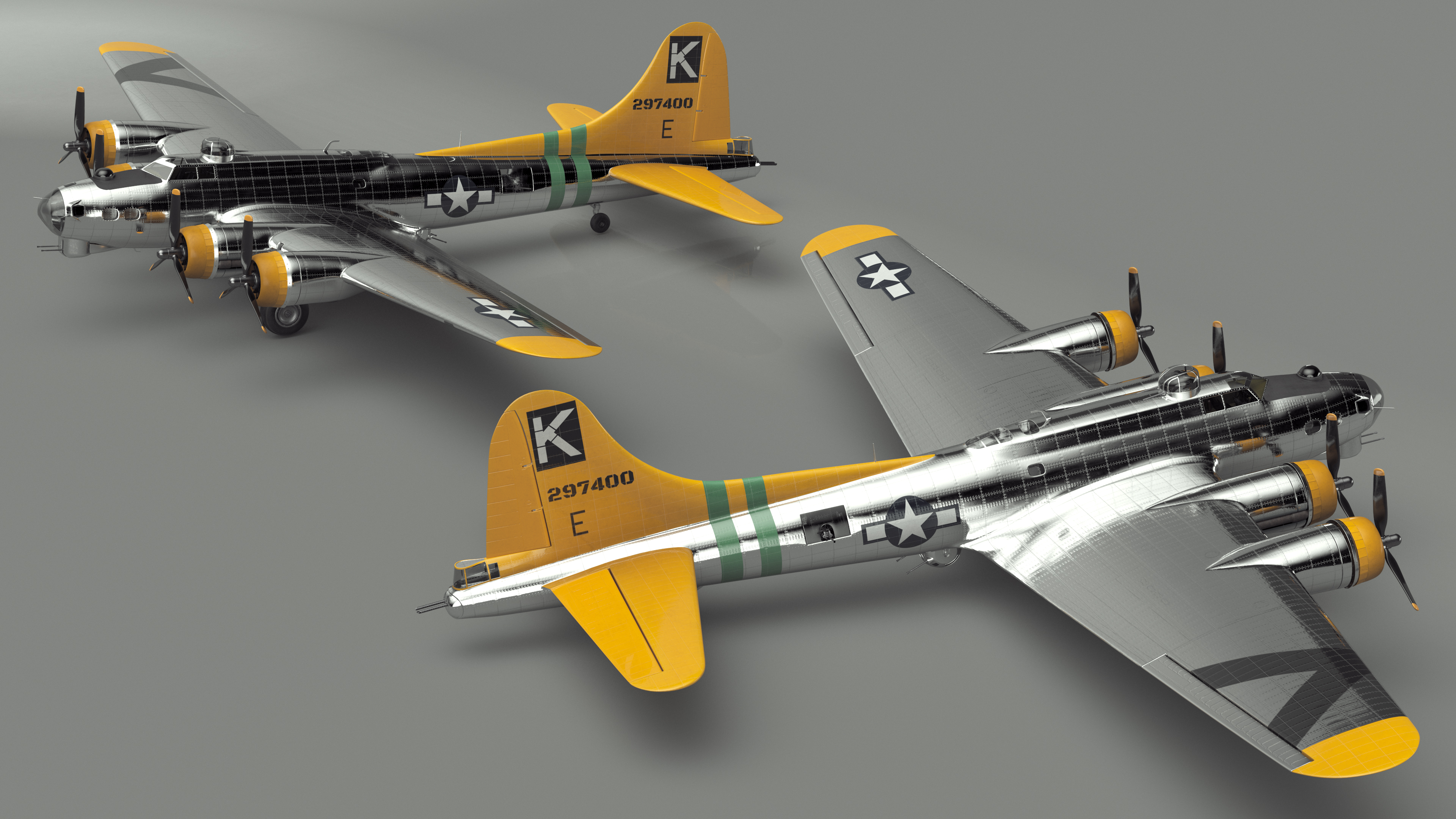 Military Bomber B-17 Rigged 3D