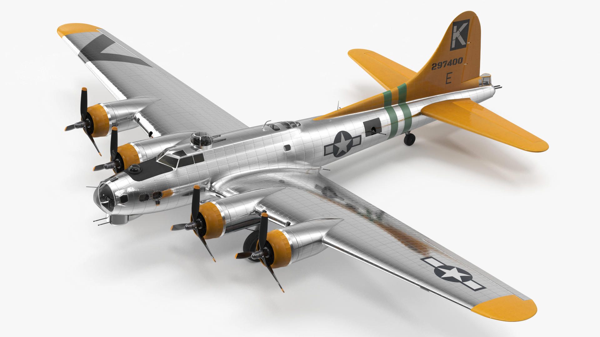 Military Bomber B-17 Rigged 3D
