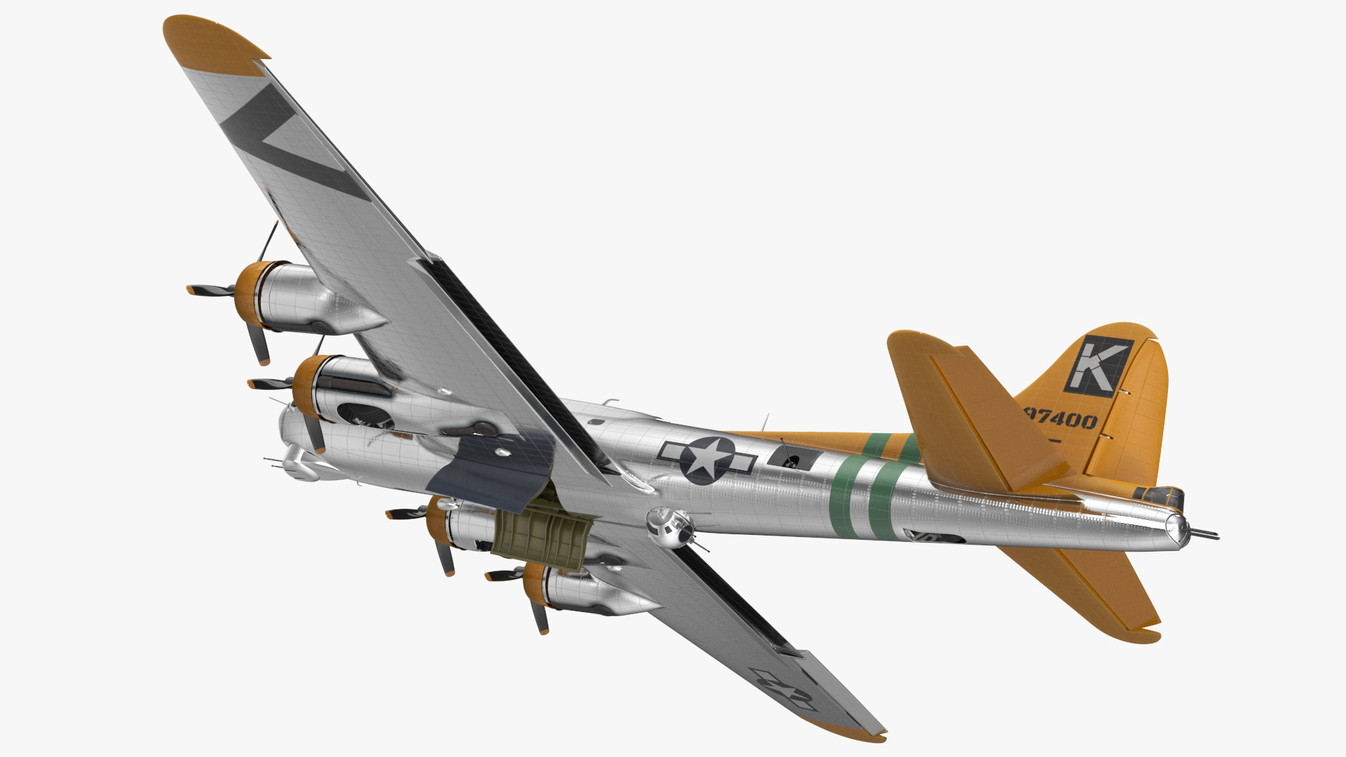 Military Bomber B-17 Rigged 3D