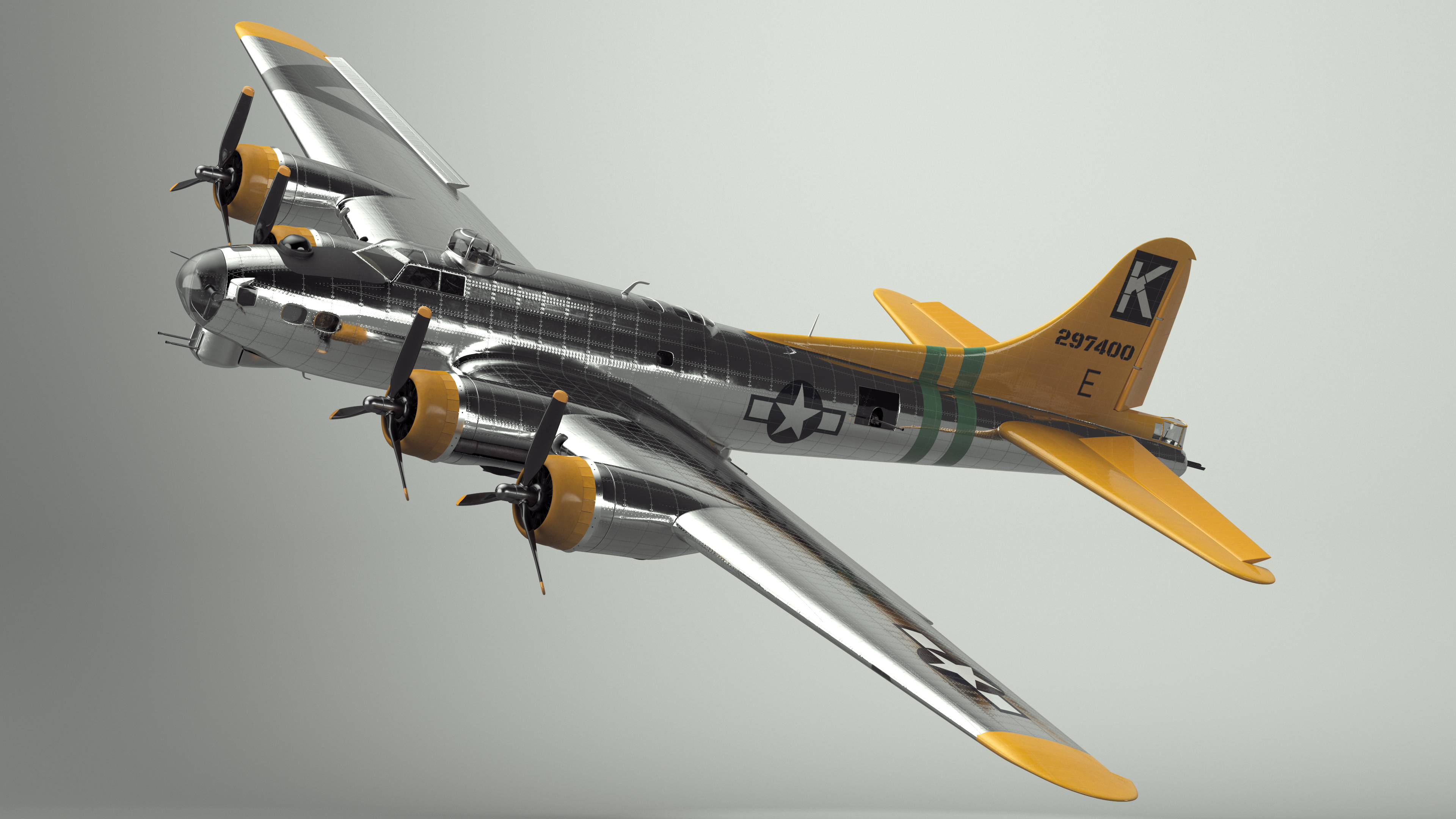 Military Bomber B-17 Rigged 3D
