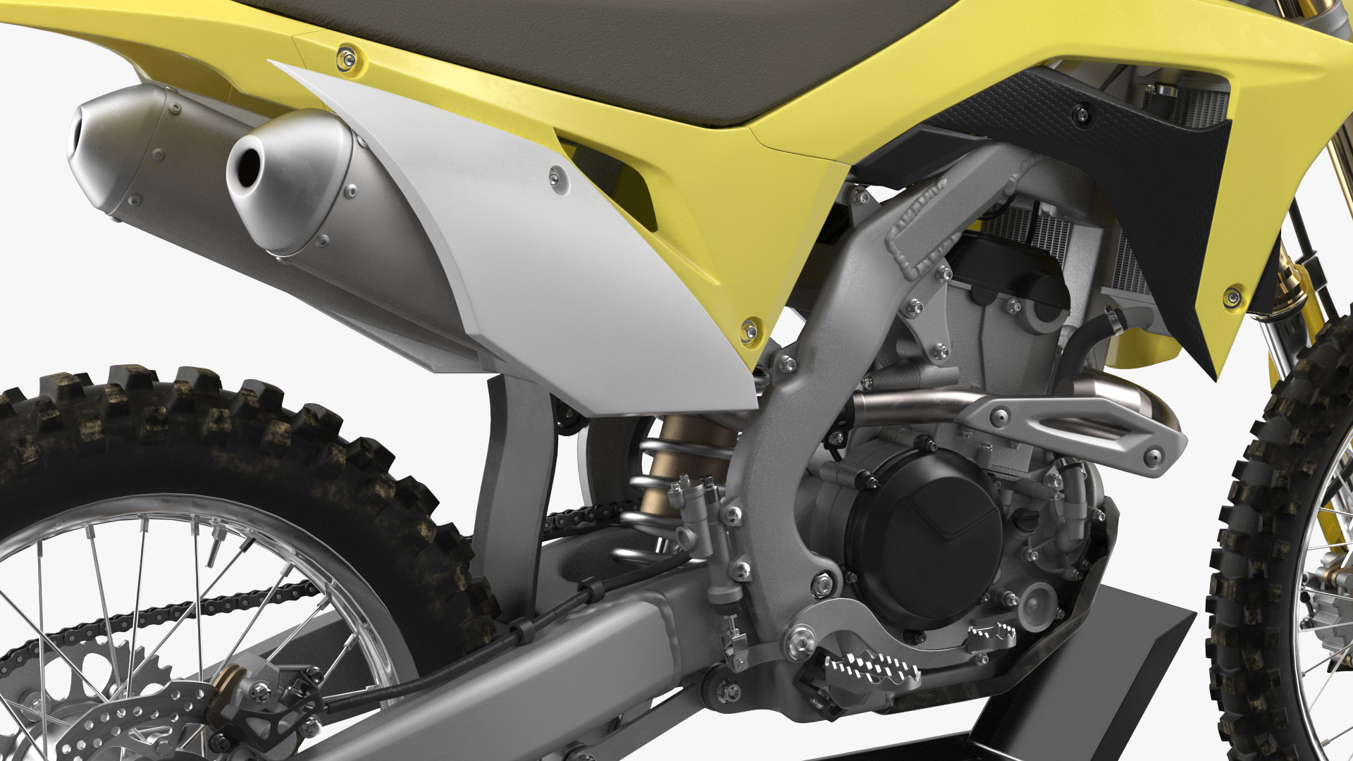 3D model Three Place Motorcycle Trailer with Motorbike