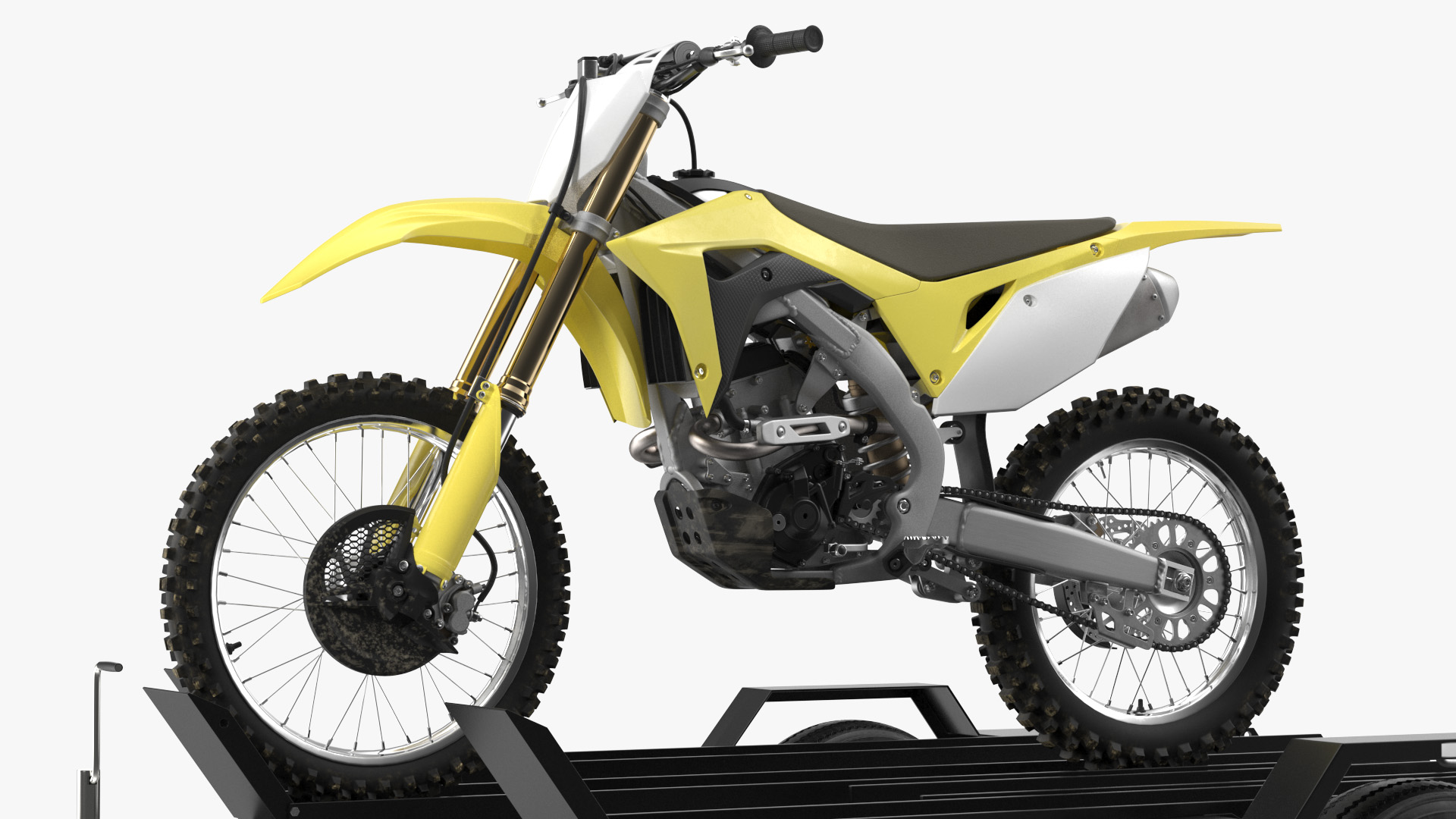 3D model Three Place Motorcycle Trailer with Motorbike