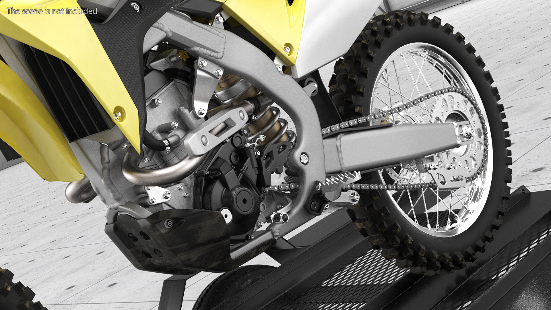 3D model Three Place Motorcycle Trailer with Motorbike