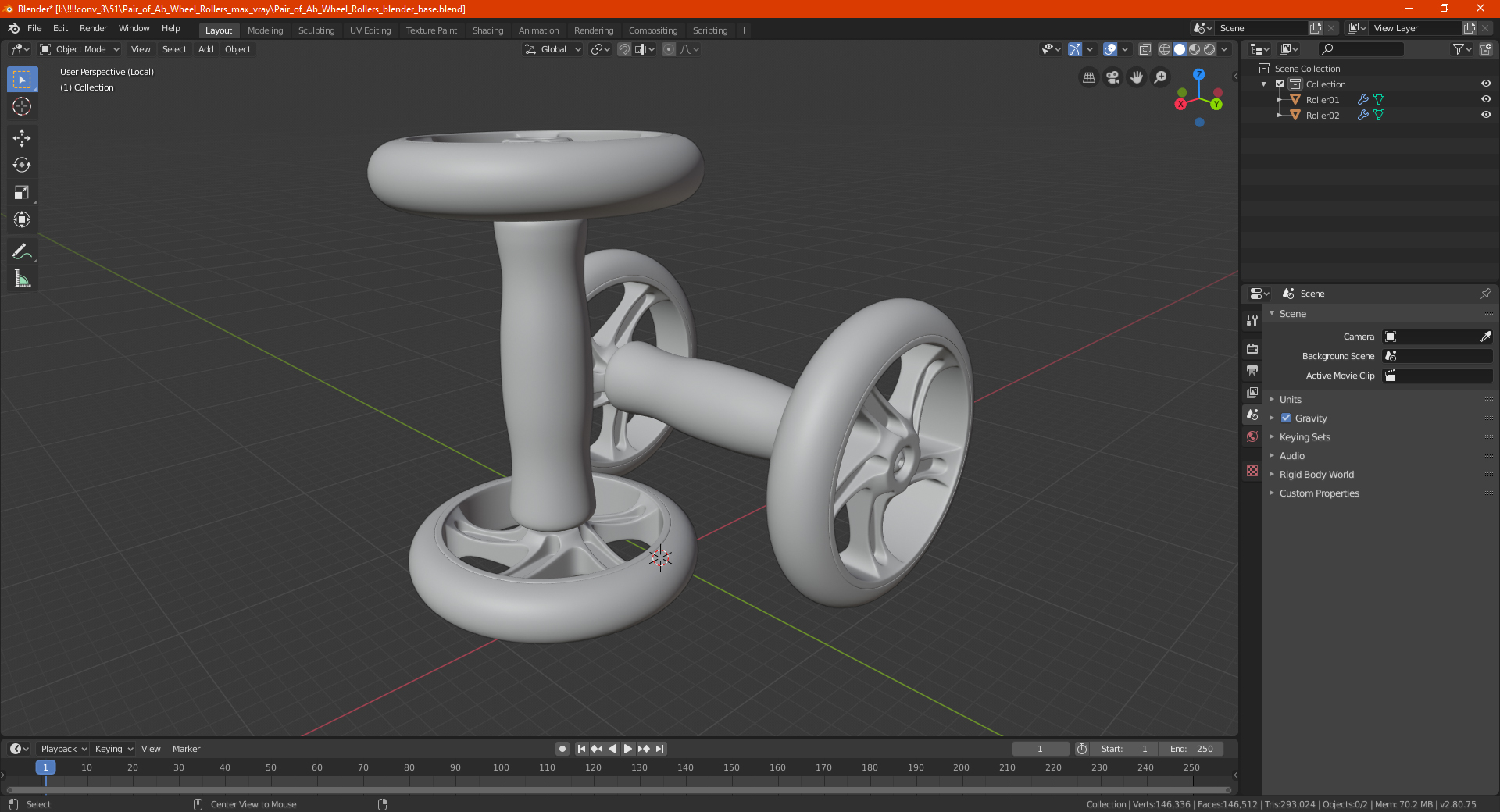 Pair of Ab Wheel Rollers 3D model