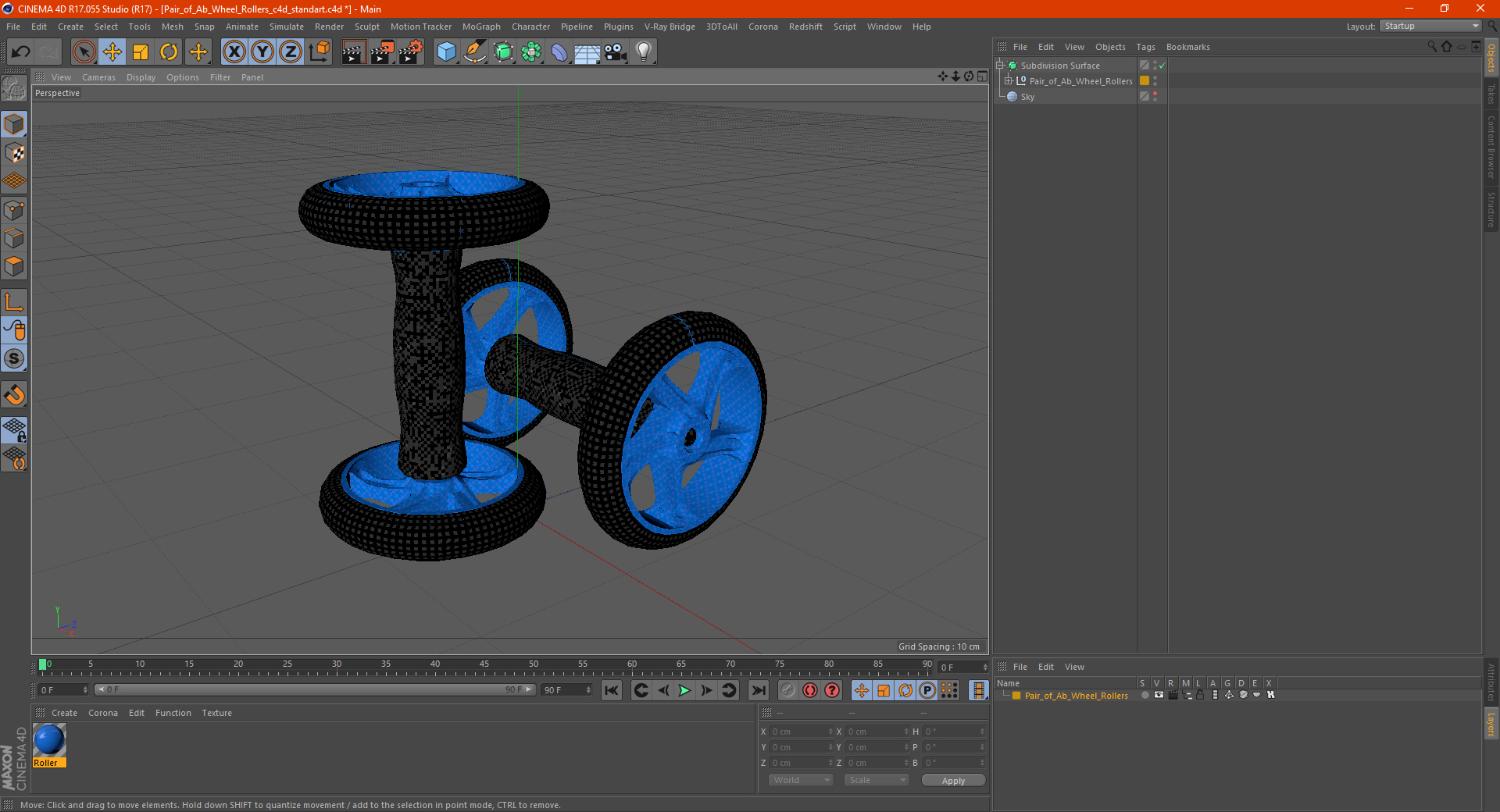 Pair of Ab Wheel Rollers 3D model