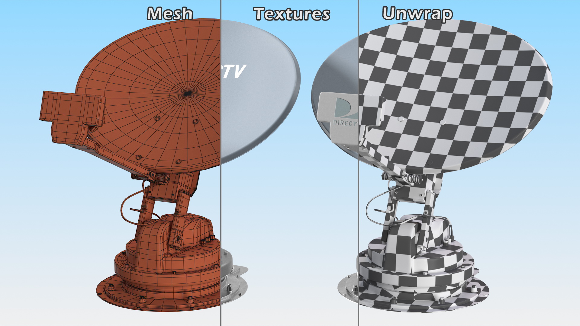 Directv Automatic Multi Satellite TV Antenna SK SWM3 3D