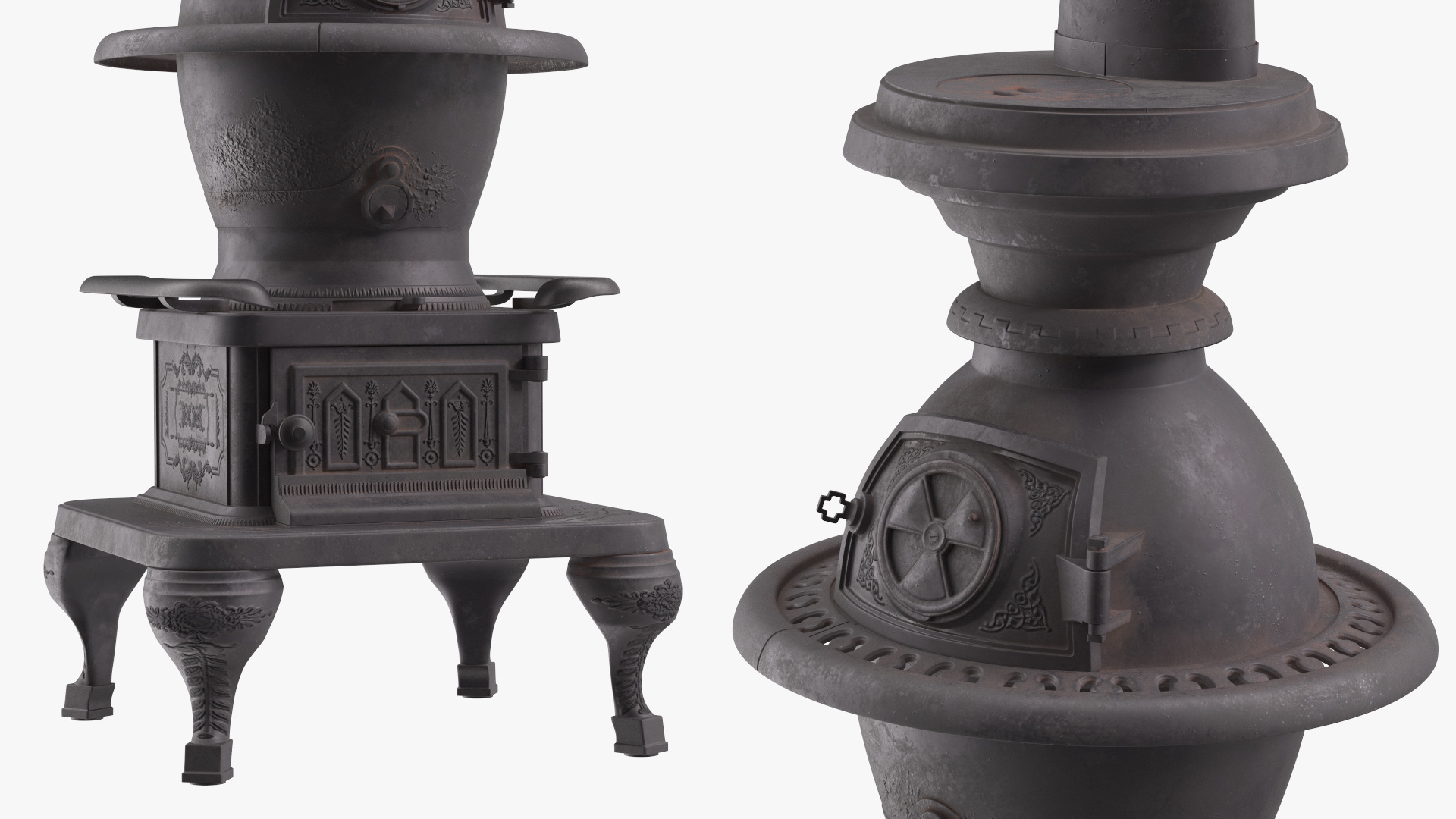 3D Vintage Potbelly Wood Stove Old