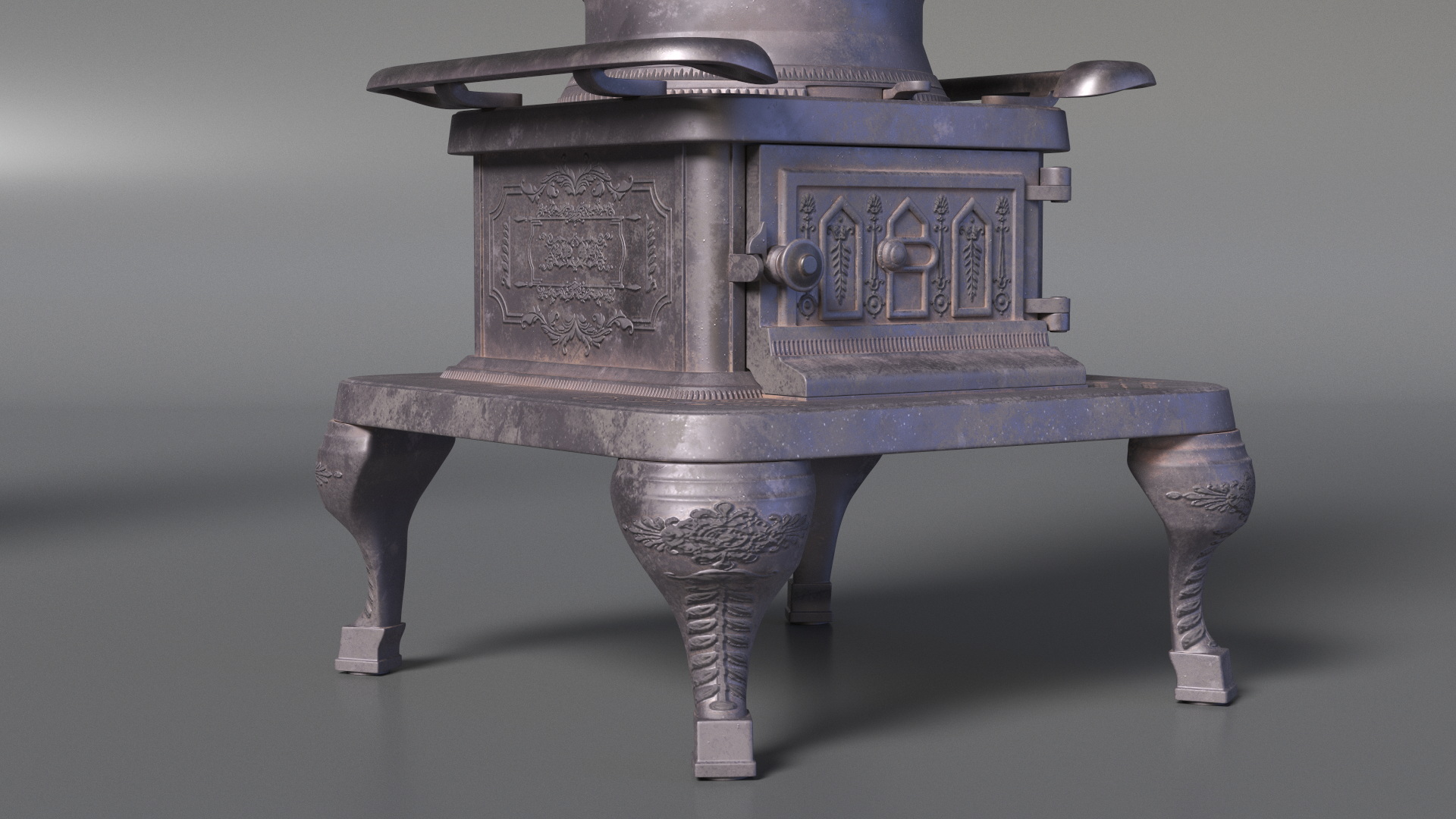3D Vintage Potbelly Wood Stove Old
