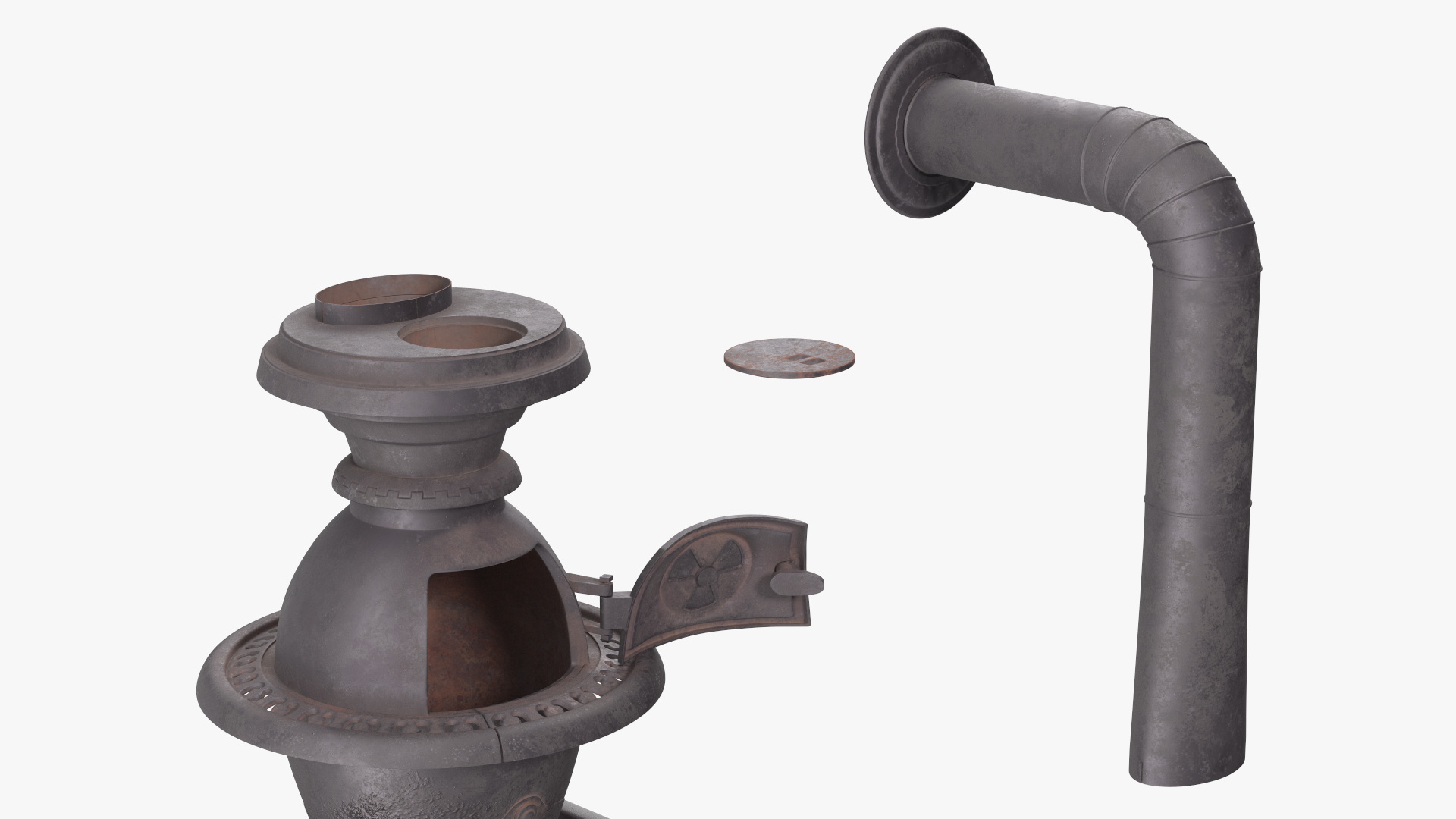 3D Vintage Potbelly Wood Stove Old