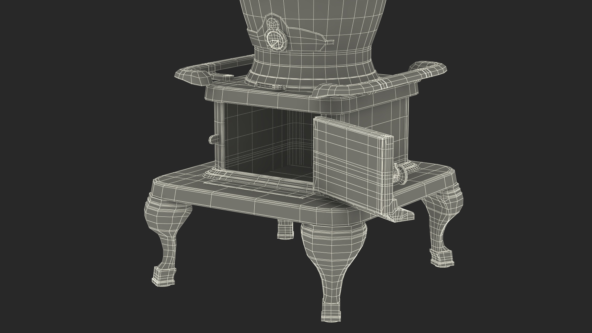 3D Vintage Potbelly Wood Stove Old