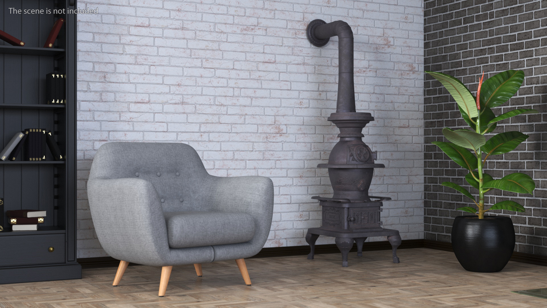 3D Vintage Potbelly Wood Stove Old