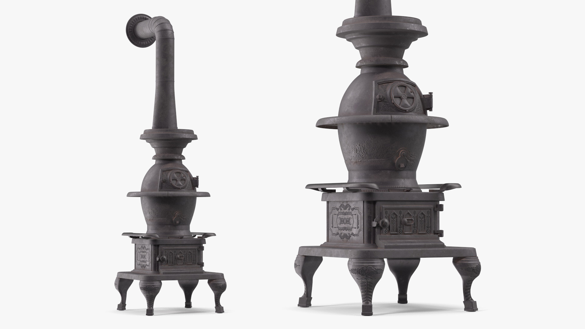3D Vintage Potbelly Wood Stove Old