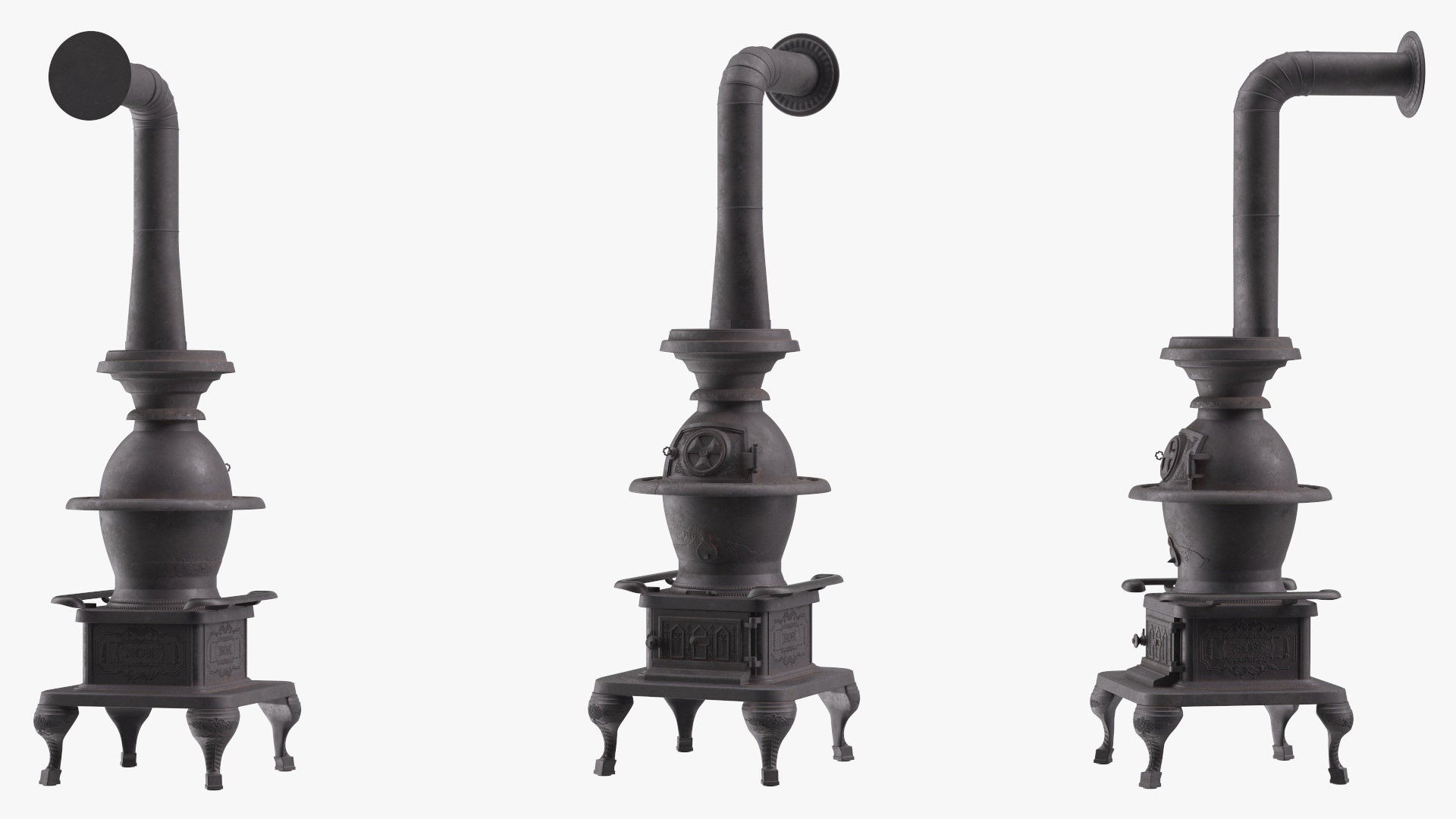 3D Vintage Potbelly Wood Stove Old