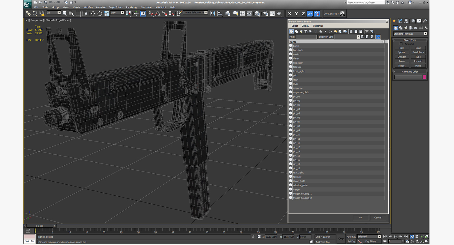 3D model Russian Folding Submachine Gun PP 90 SMG