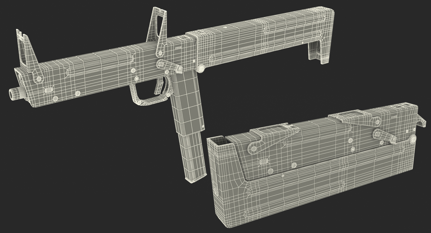 3D model Russian Folding Submachine Gun PP 90 SMG