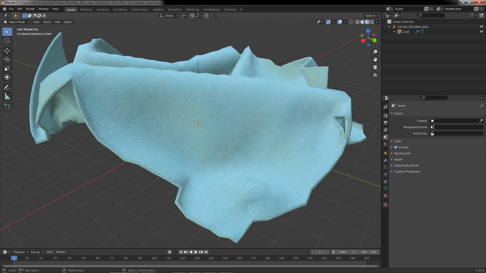 3D Kitchen Microfiber Blue model