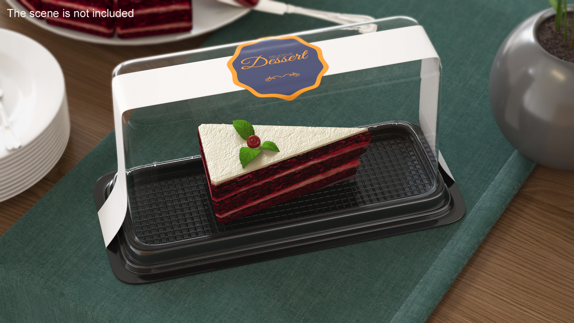 3D Cake Slice Package Rectangular Black