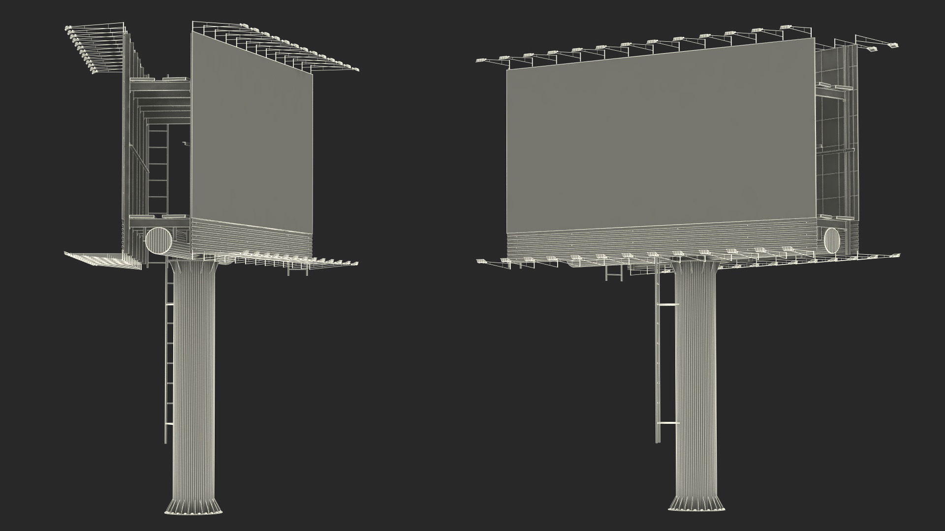 3D Double Street Billboard model