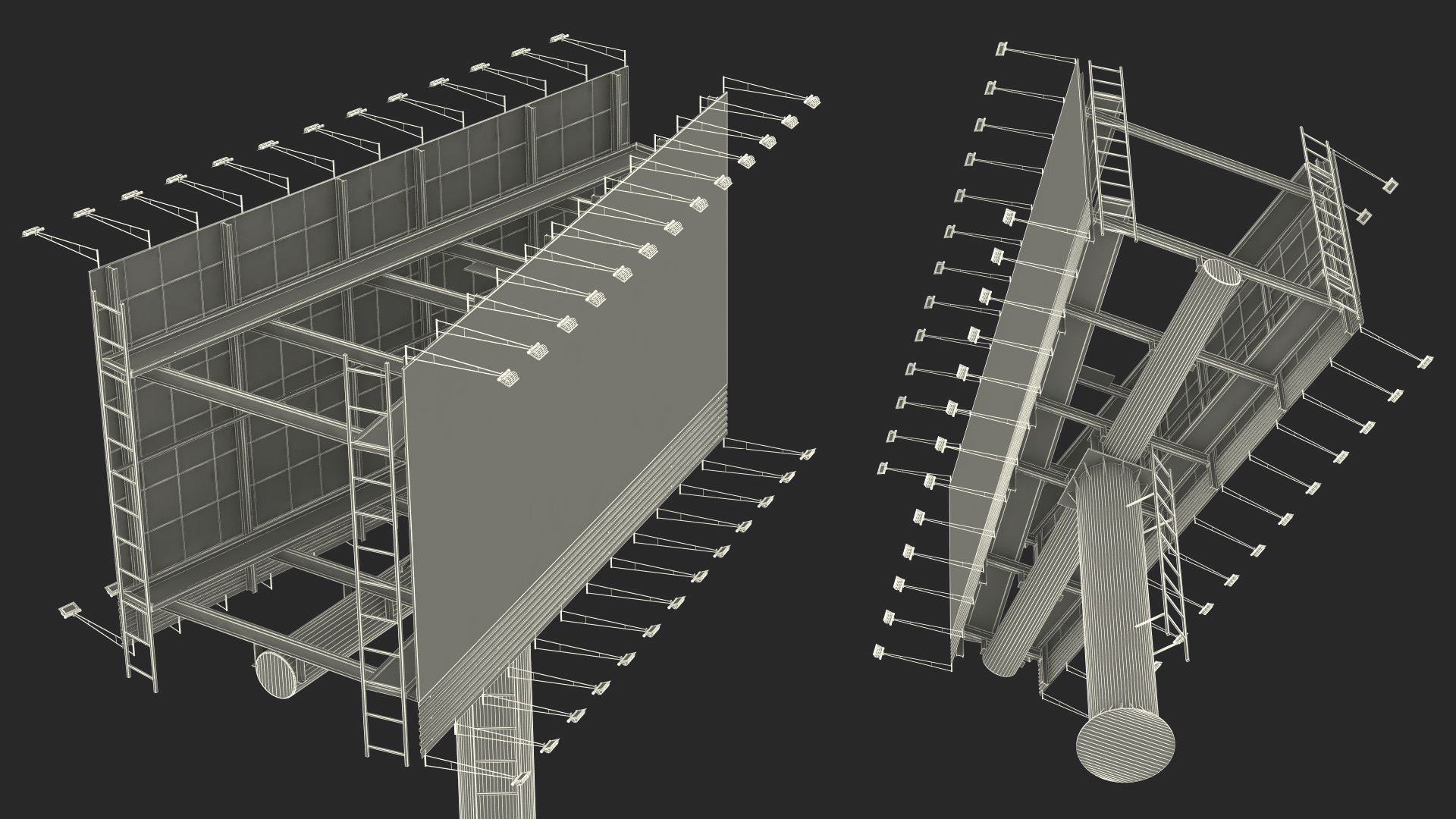 3D Double Street Billboard model