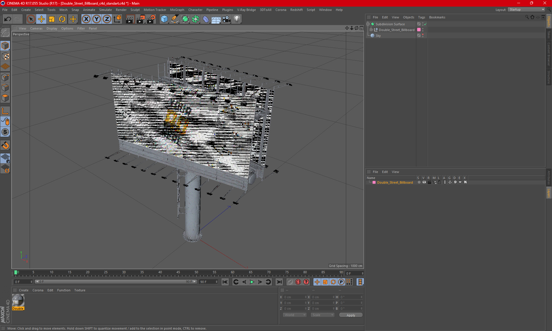 3D Double Street Billboard model