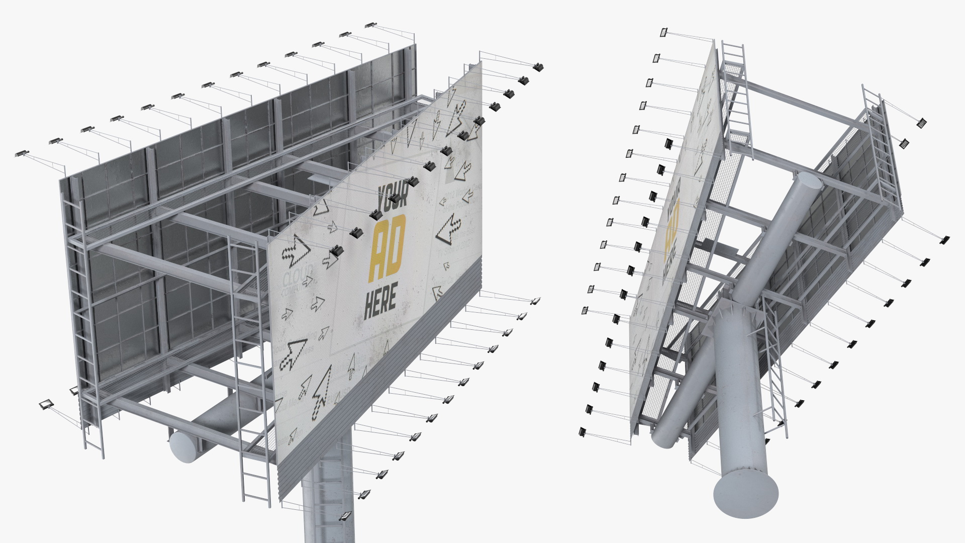 3D Double Street Billboard model