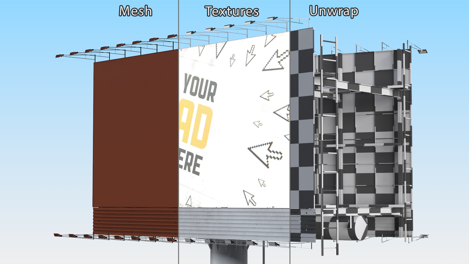 3D Double Street Billboard model