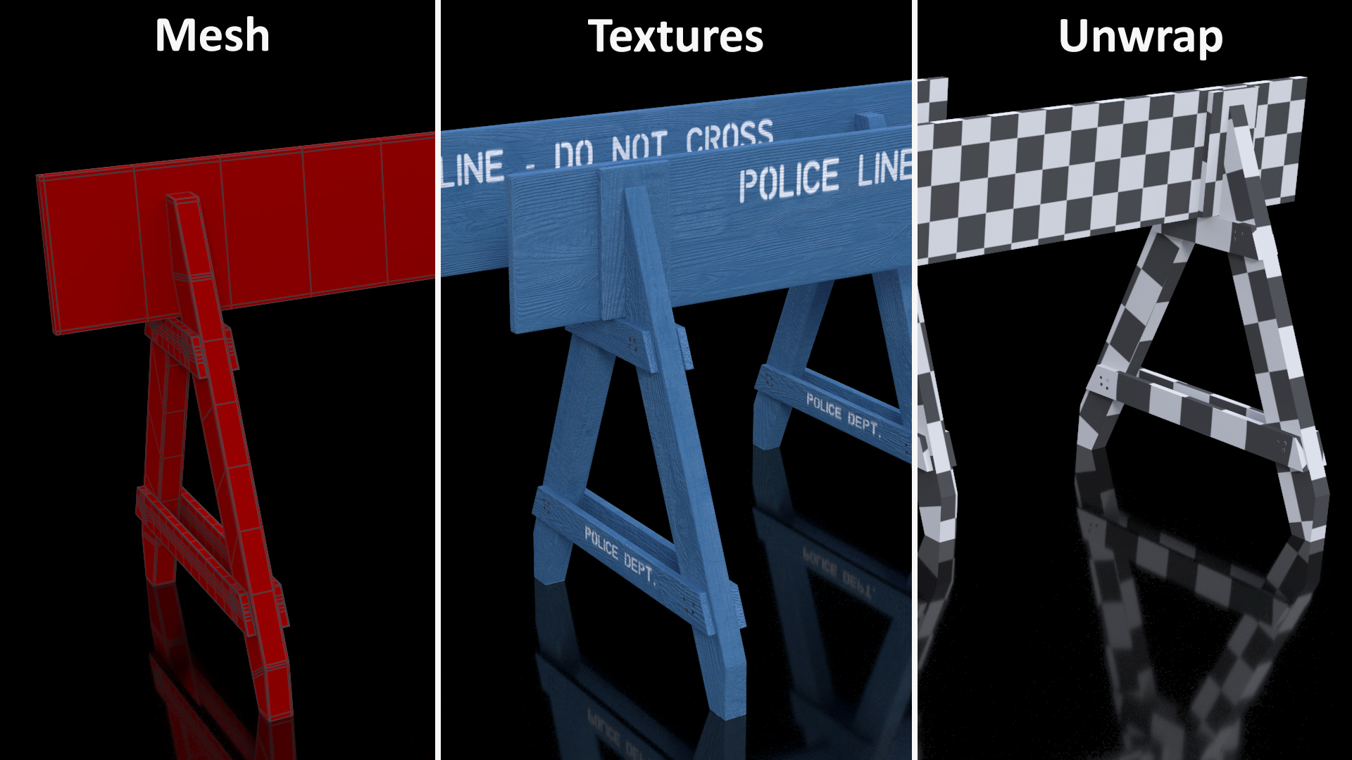 NYPD Police Barricade Barrier 3D model